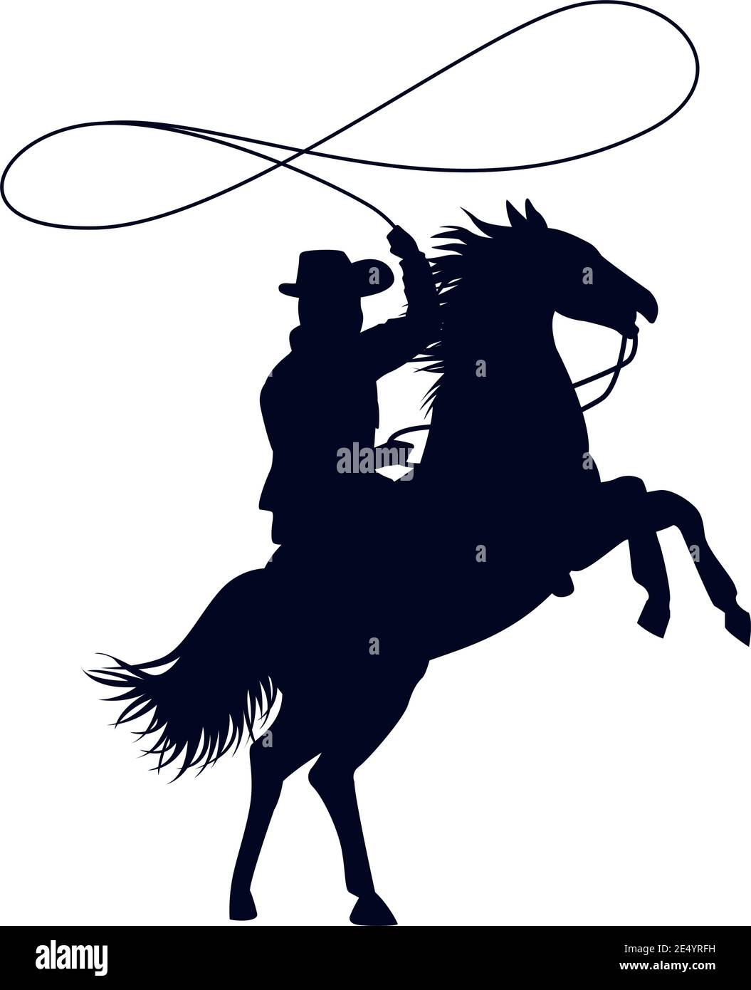 cowboy figure silhouette in horse lassoing character vector illustration design Stock Vector