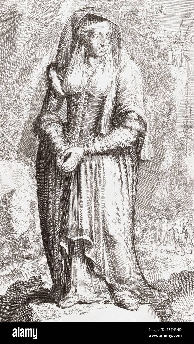Hildegard of Bingen, 1098 - 1179.  Also known as Saint Hildegard or the Sibyl of the Rhine.  German Benedictine abbess.  Author, musician, philosopher, mystic. Stock Photo