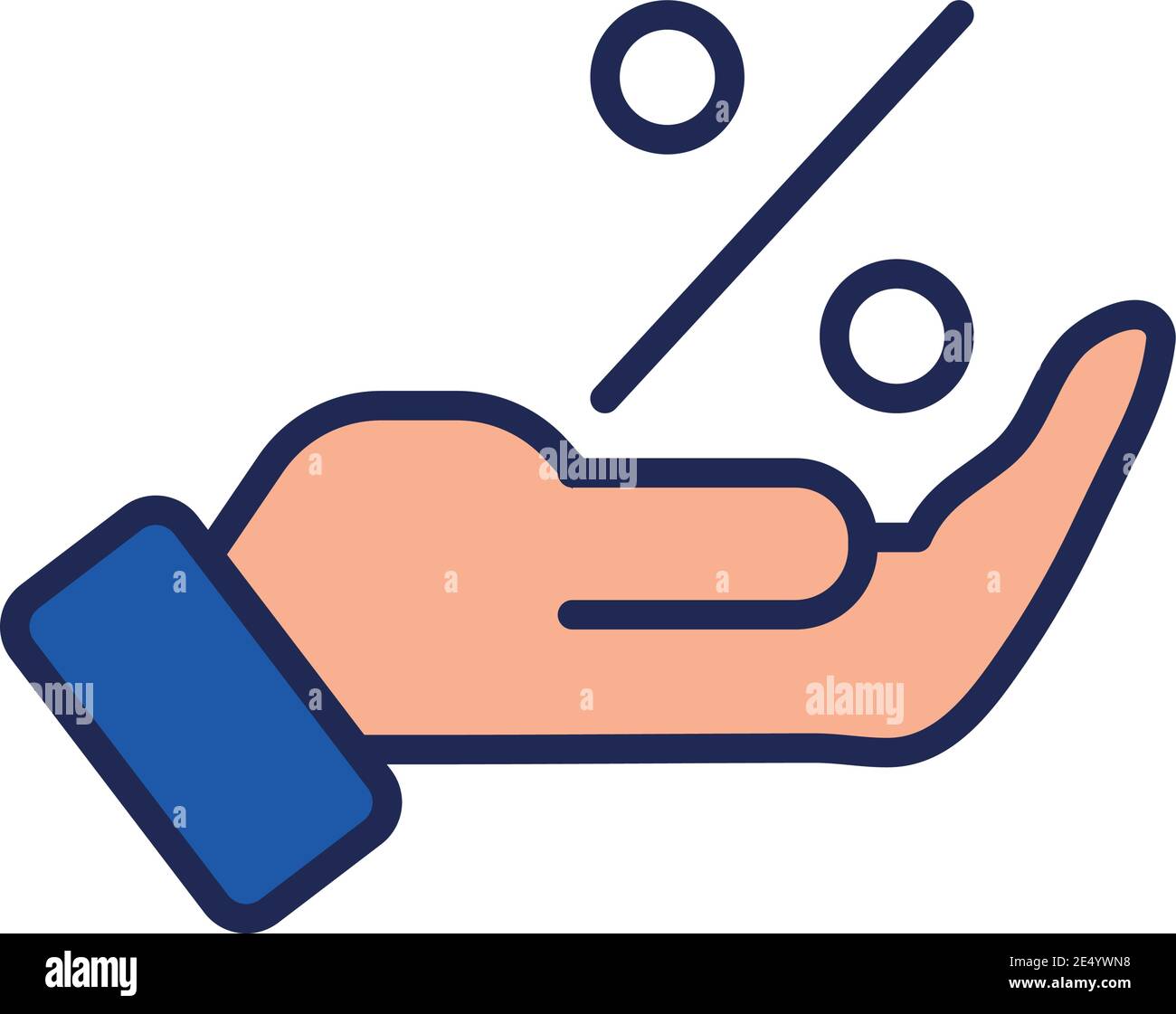 hand with percent symbol flat style icon vector illustration design ...