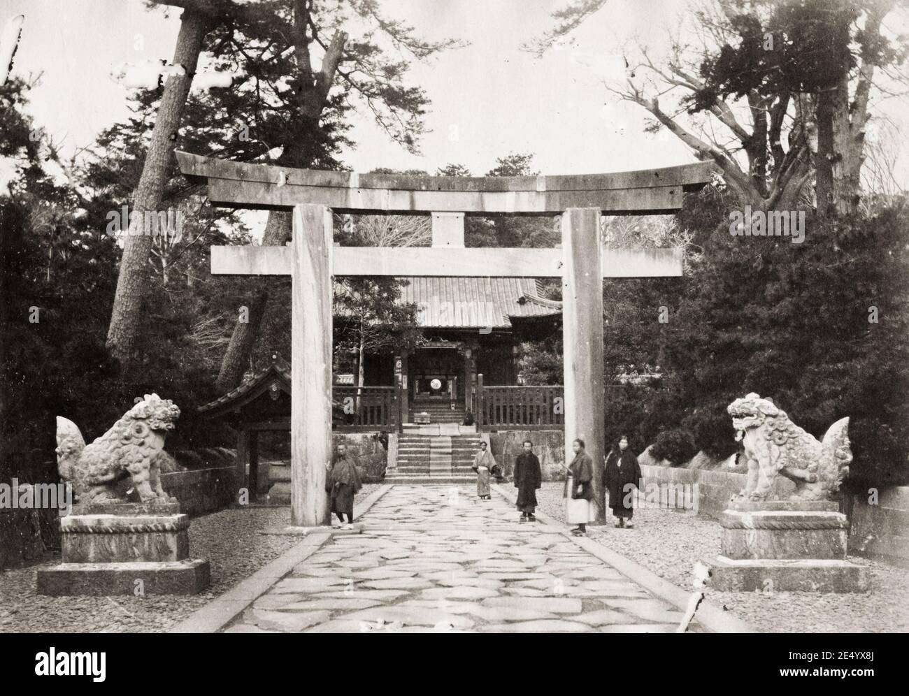 Vintage 19th century photograph: Ankokuden, Zozoji temple, Tokyo, Japan, 1870s. Stock Photo