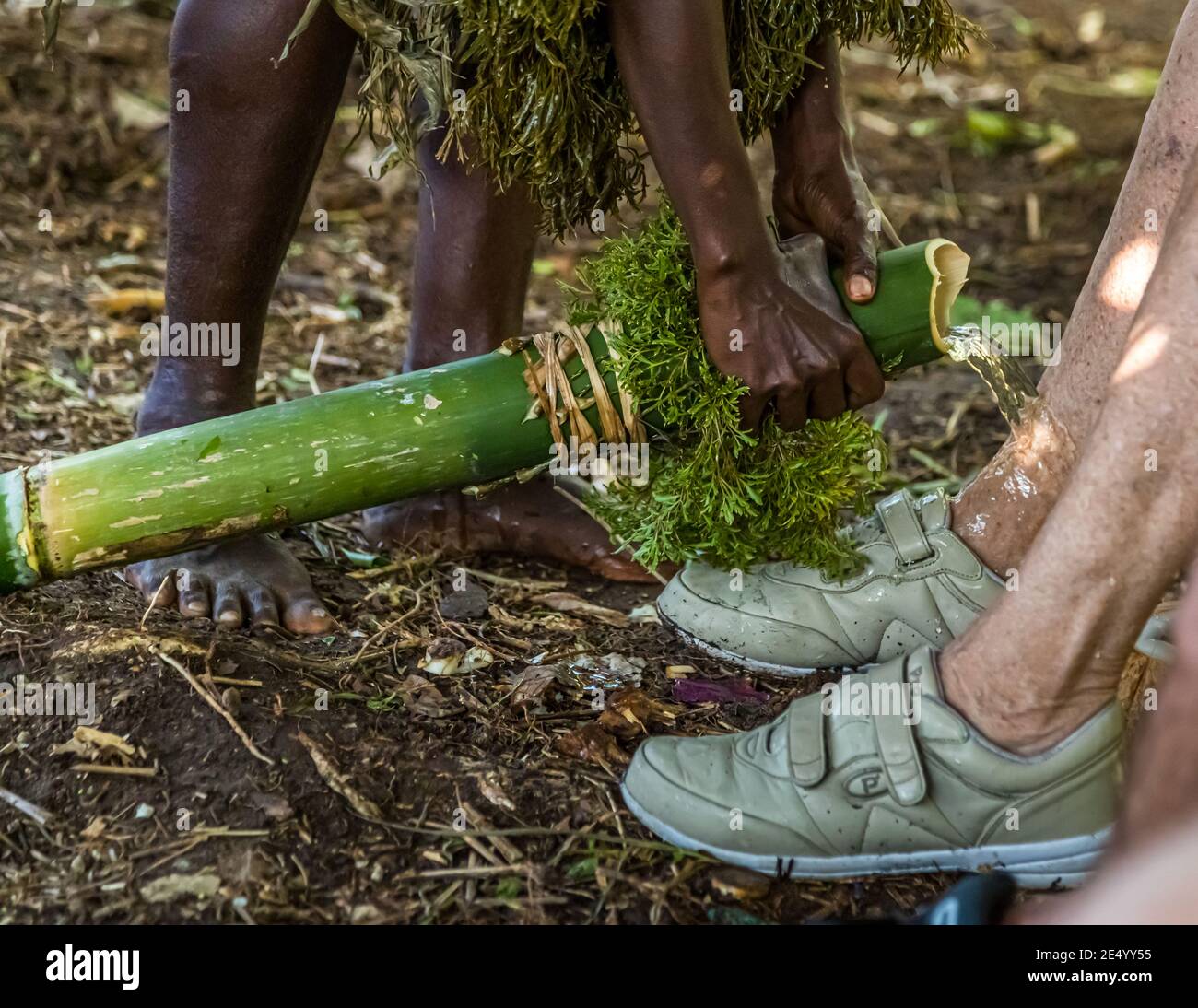 Island baptism as a blessing by indigenous people in Bougainville, Papua New Guinea Stock Photo