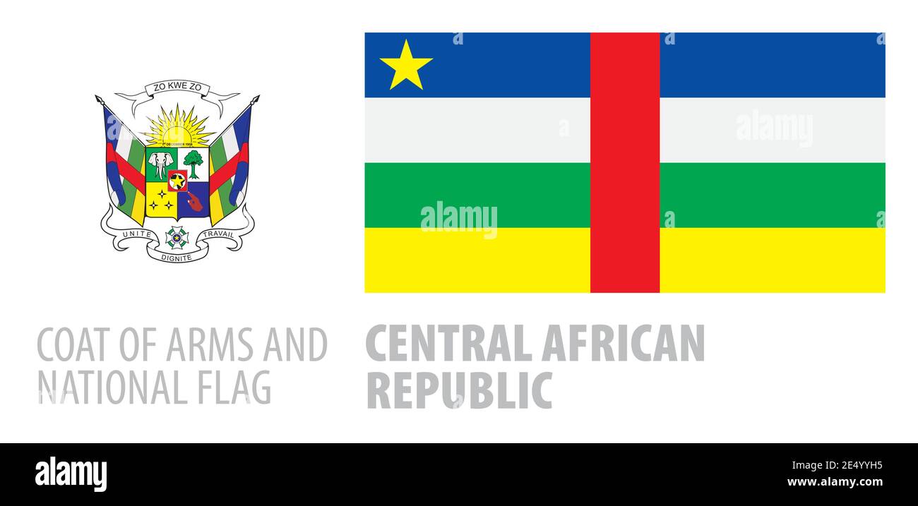 Vector set of the coat of arms and national flag of Central African ...
