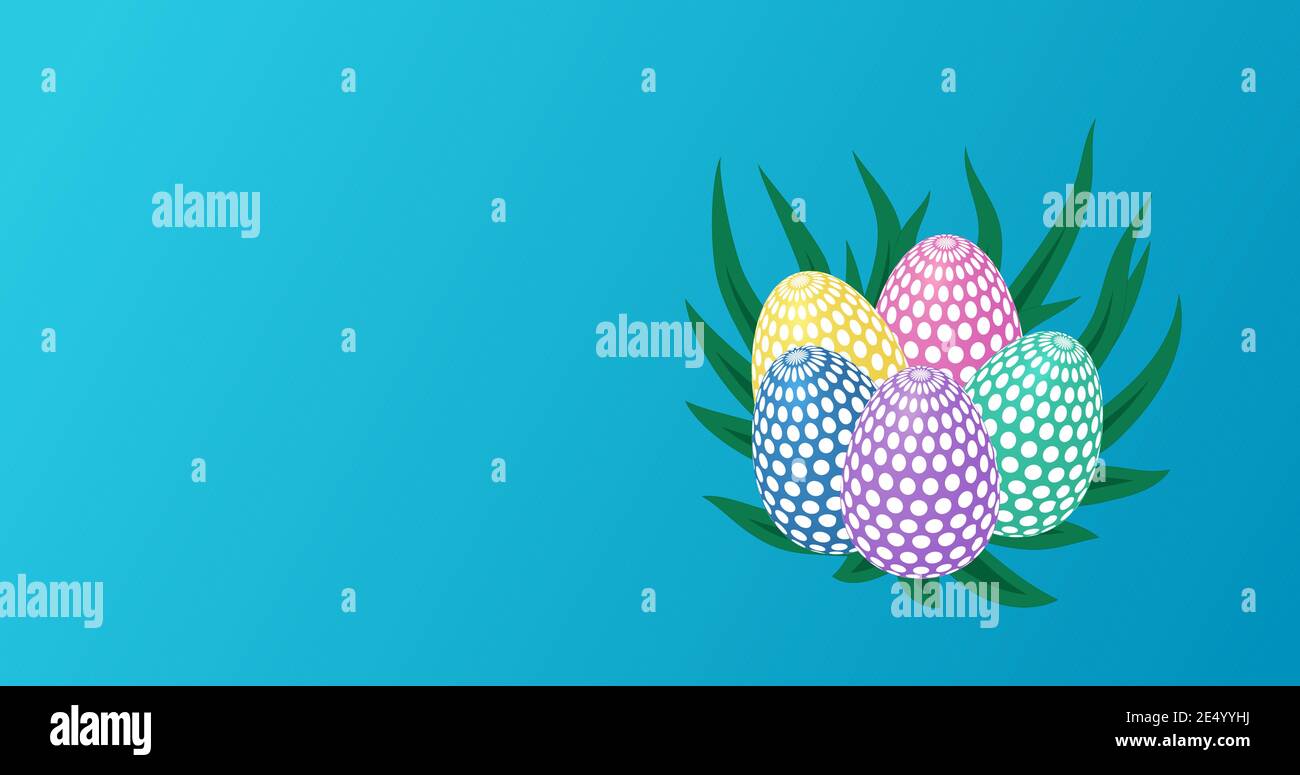 Happy easter eggs on grass for web vector illustration Stock Vector