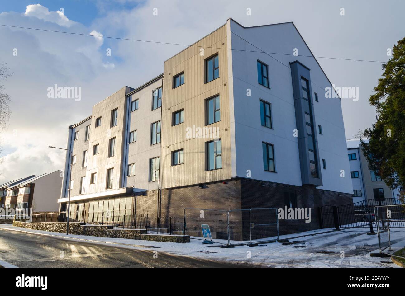 Holywell, Flintshire; UK Jan 25, 2021 A new built residential block