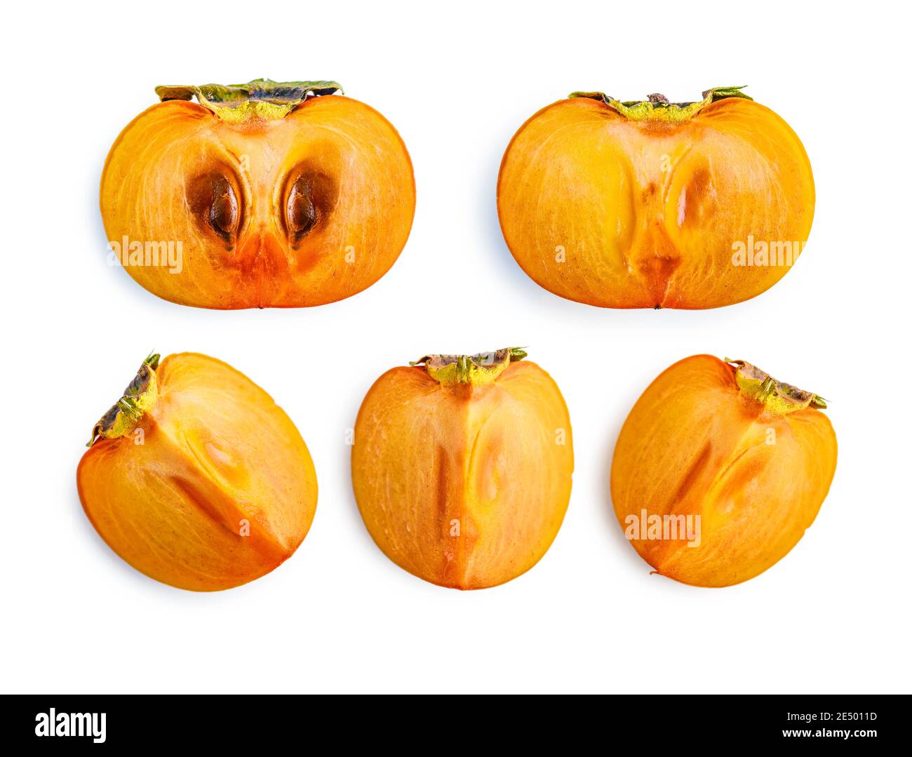 Seamless pattern with persimmon isolated on white background. Tropical abstract background. Stock Photo
