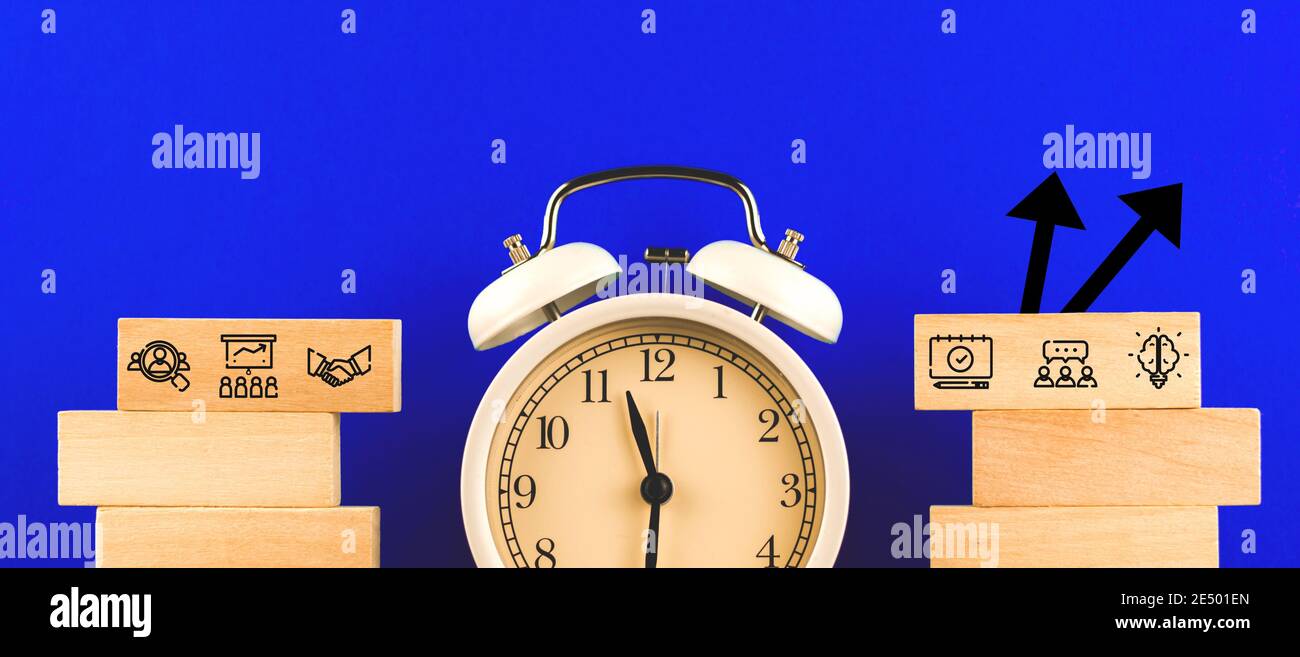 Creative business conceptual image with icons and symbols, startup and ...