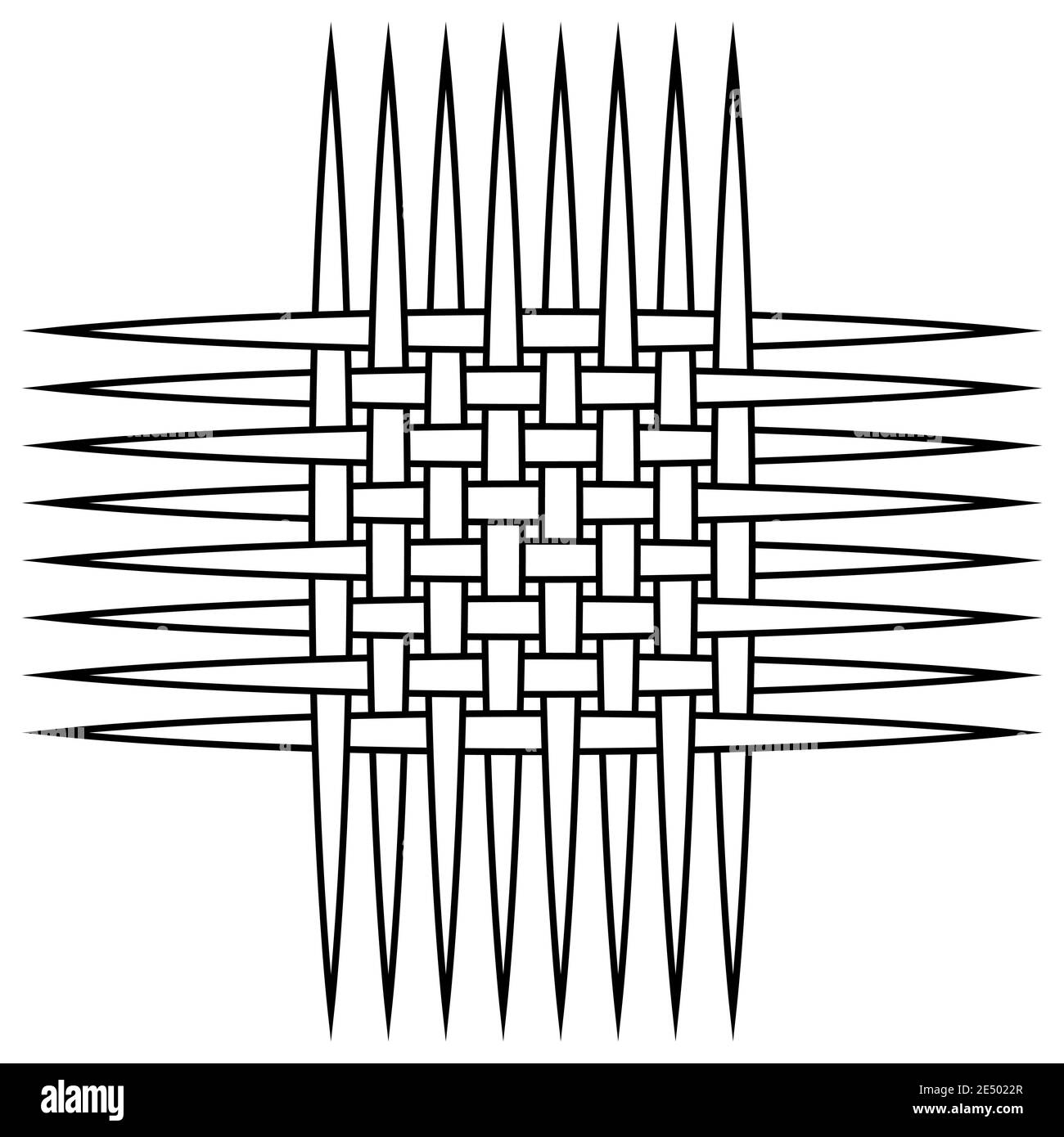 Woven knitted mesh, vector vertical and horizontal stripes on the concept weaving knitting needlework Stock Vector