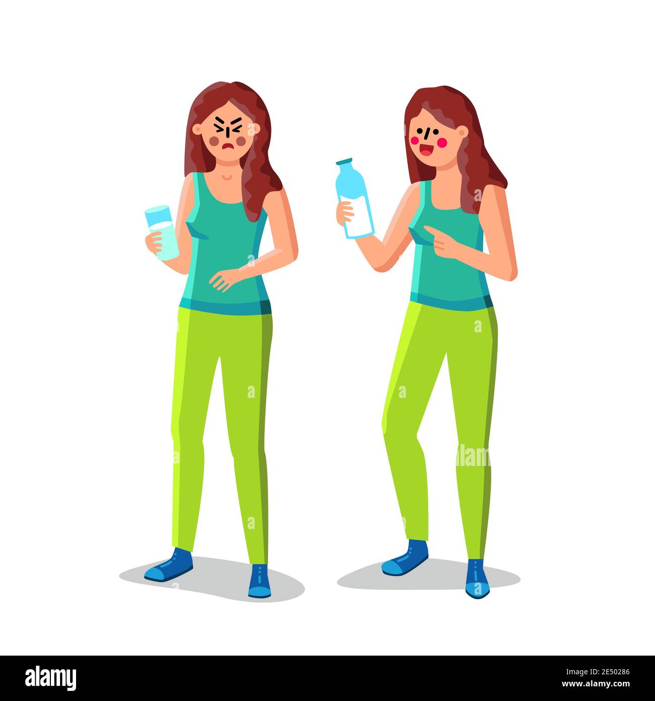 Lactose Intolerance Girl Hold Glass Of Milk Vector Stock Vector Image