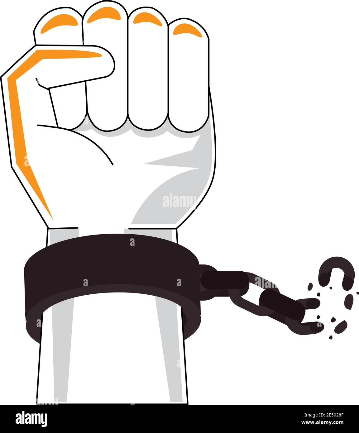 hand human fist with handcuffs break vector illustration design Stock