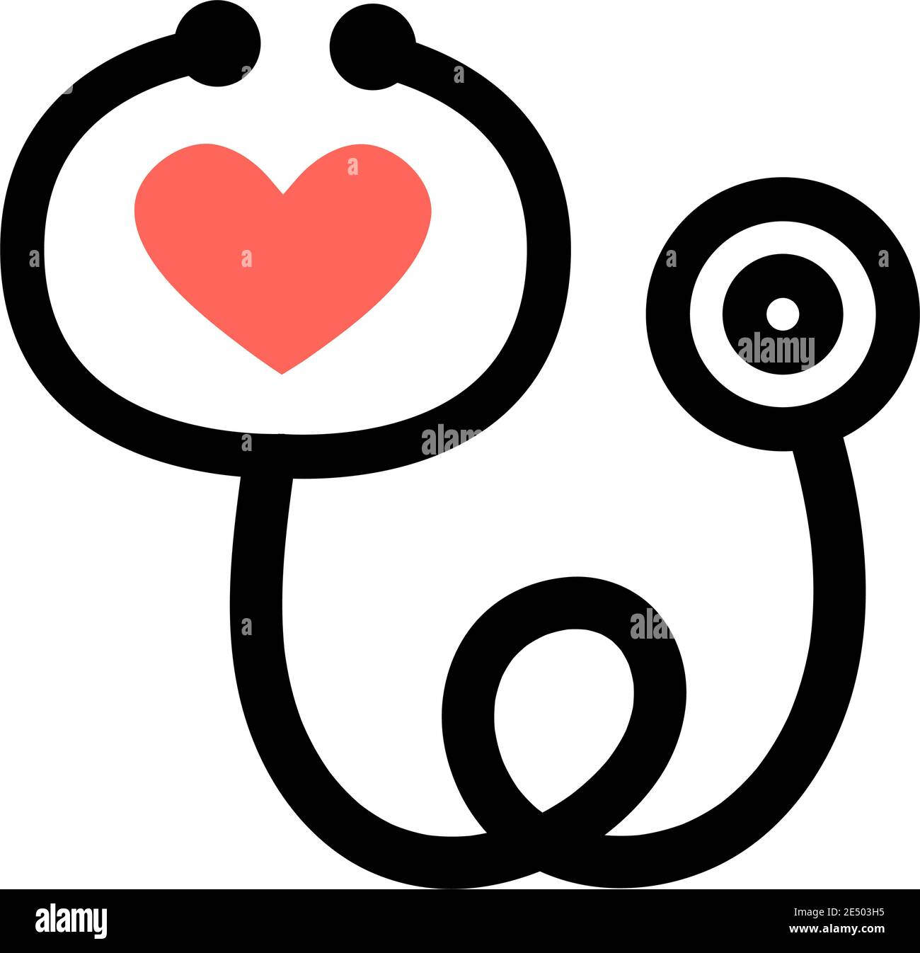 Stethoscope icon. Medical diagnostic tool. Vector black and white ...