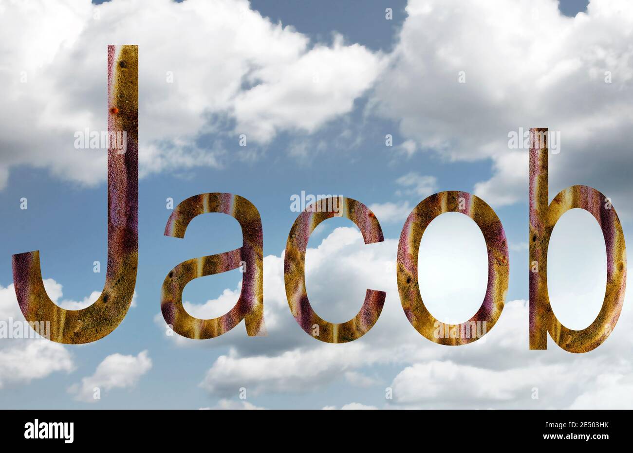 Name Jacob in english surrounded by clouds background Stock Photo Alamy