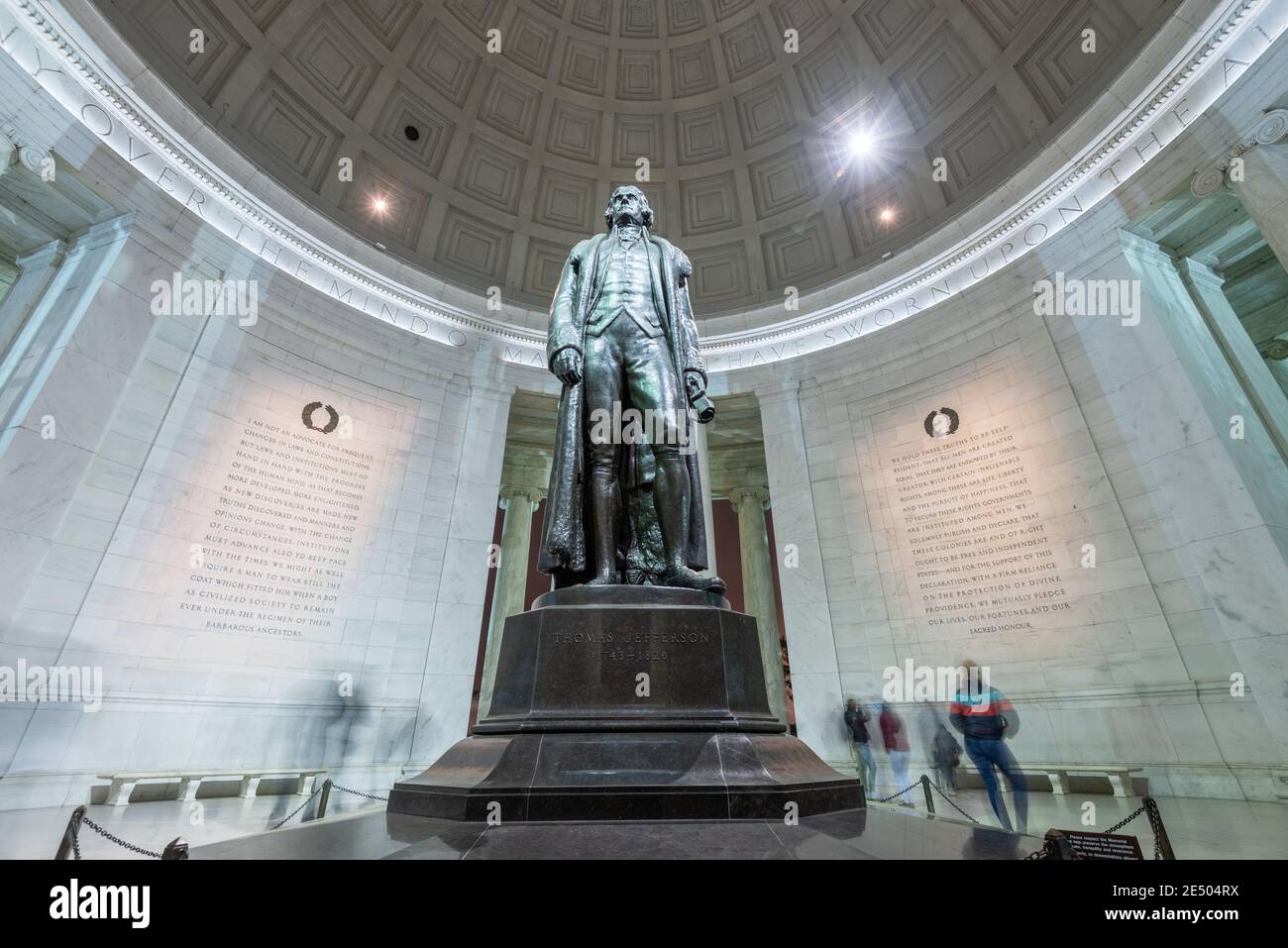 WASHINGTON DC - APRIL 7, 2015: The bronze statue inside the Jefferson Memorial. Thomas Jefferson was a founding father of the United States and served Stock Photo