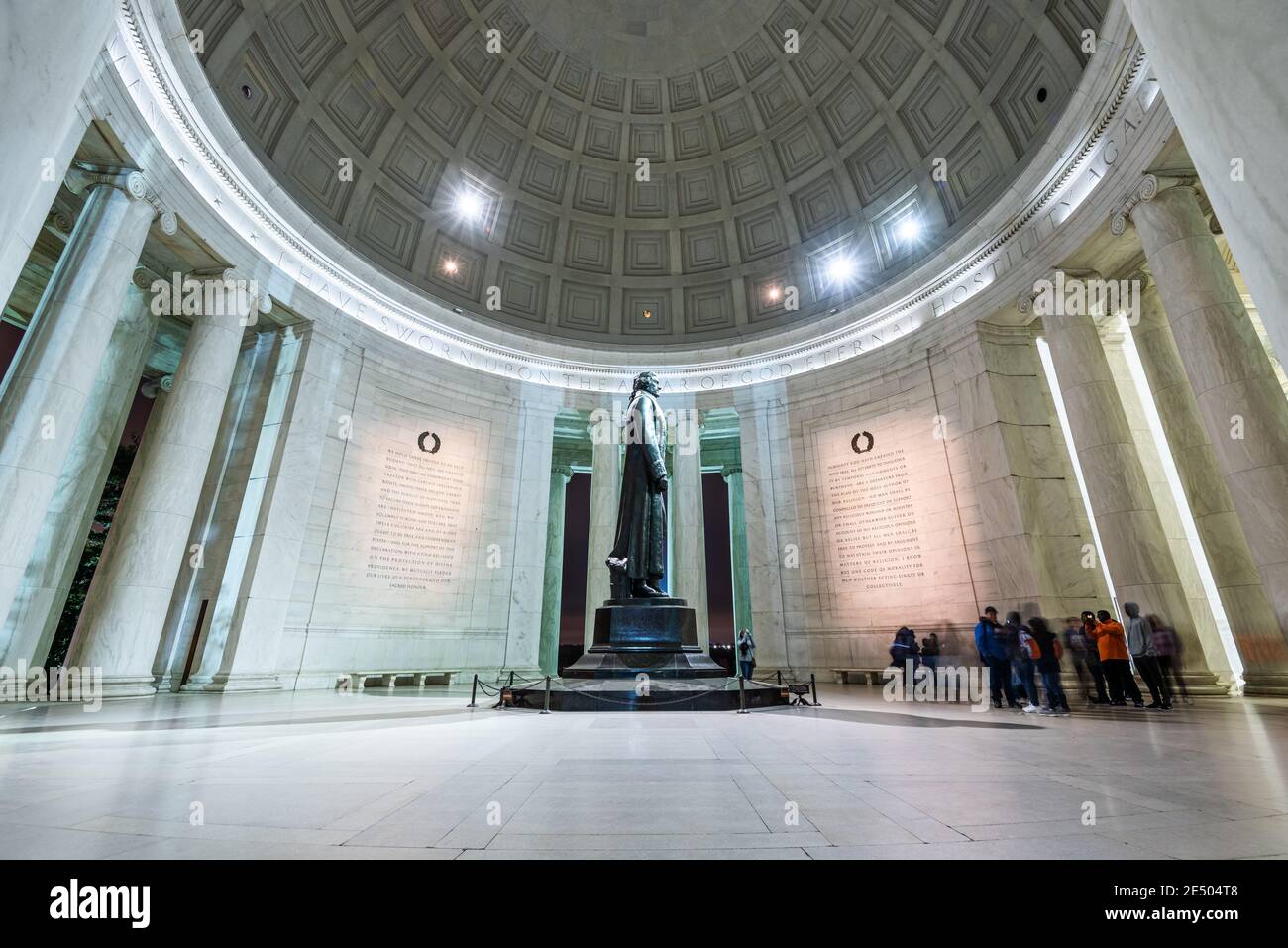 WASHINGTON DC - APRIL 7, 2015: The bronze statue inside the Jefferson Memorial. Thomas Jefferson was a founding father of the United States and served Stock Photo