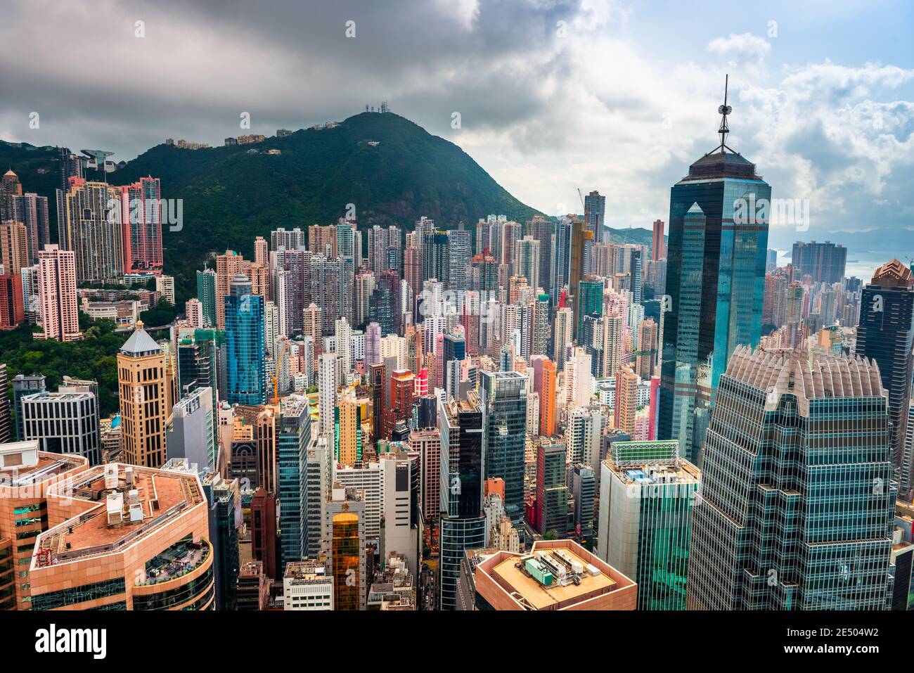 Hong Kong, China aerial view of the cityscape at Victoria Peak. Stock Photo