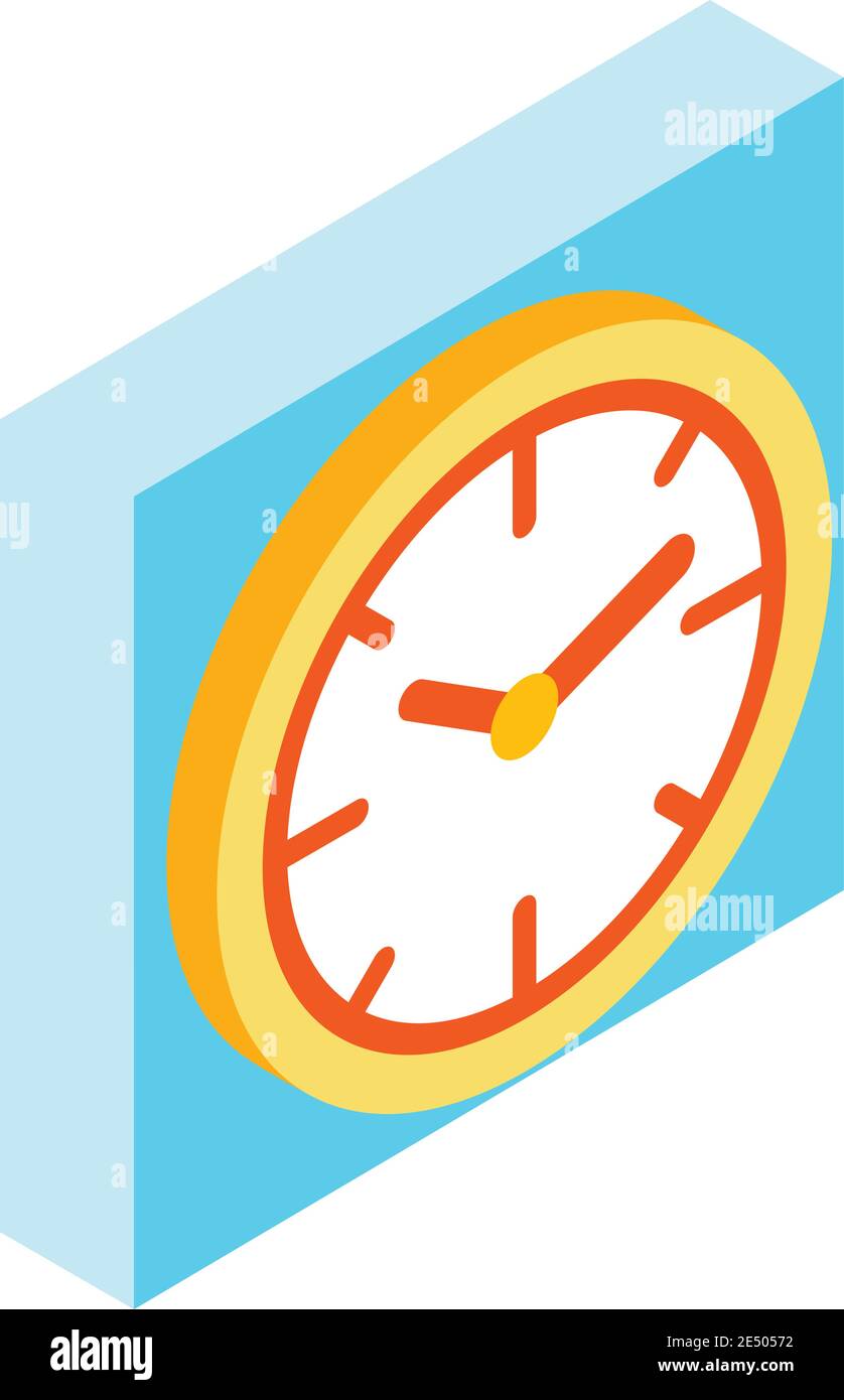 Clock icon. Isometric illustration of clock vector icon for web Stock Vector