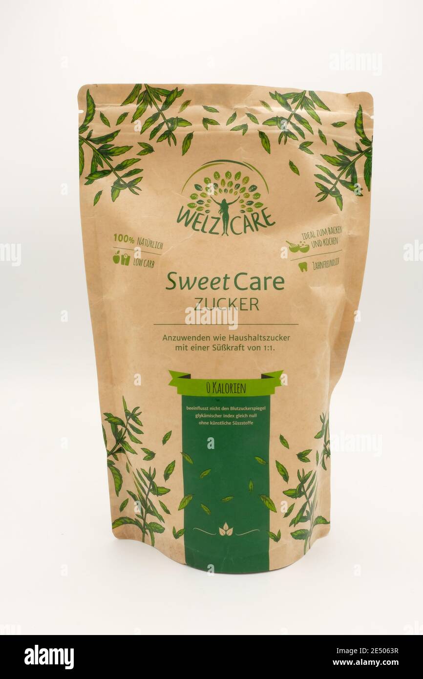 SweetCare sugar crystal, zero calorie cane sugar replacement Stock Photo