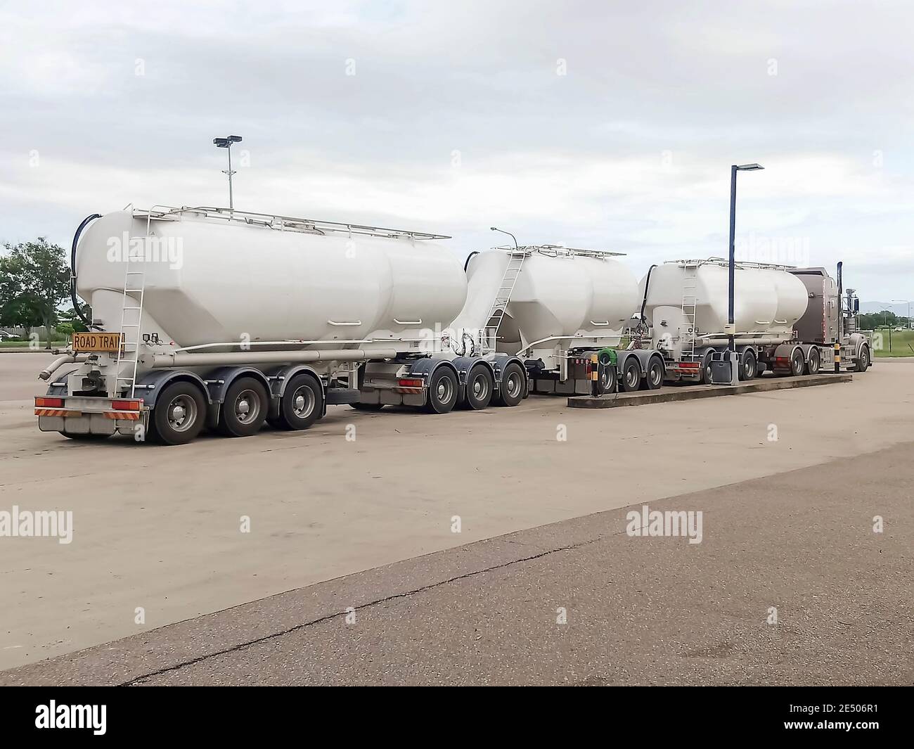 Australian truck trailer , hopper or bulk road train.Transportation and