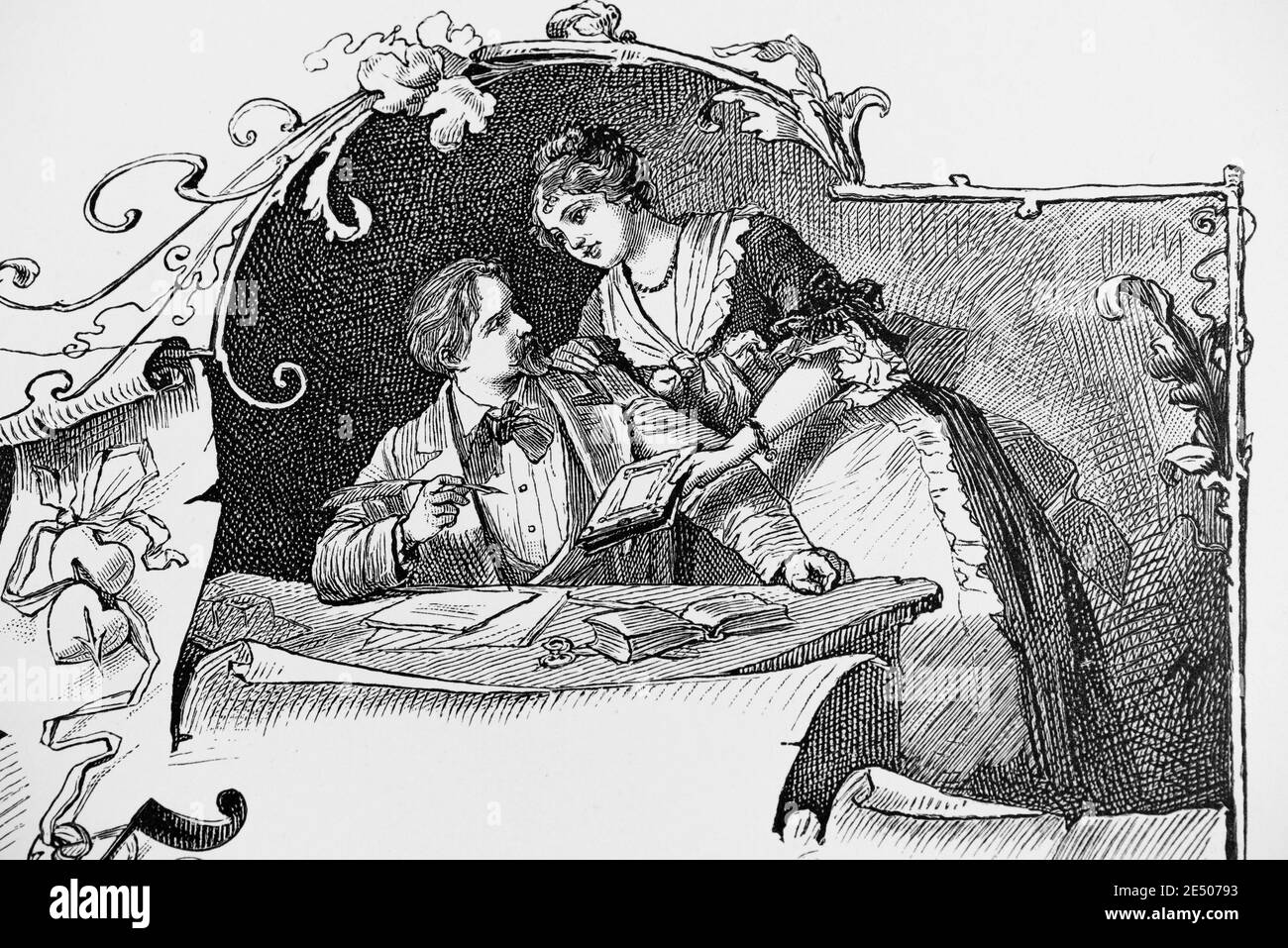 Illustration to Heine´s poem German writer and poet Heinrich Heine, poem collection Romancero, 1880 Stock Photo