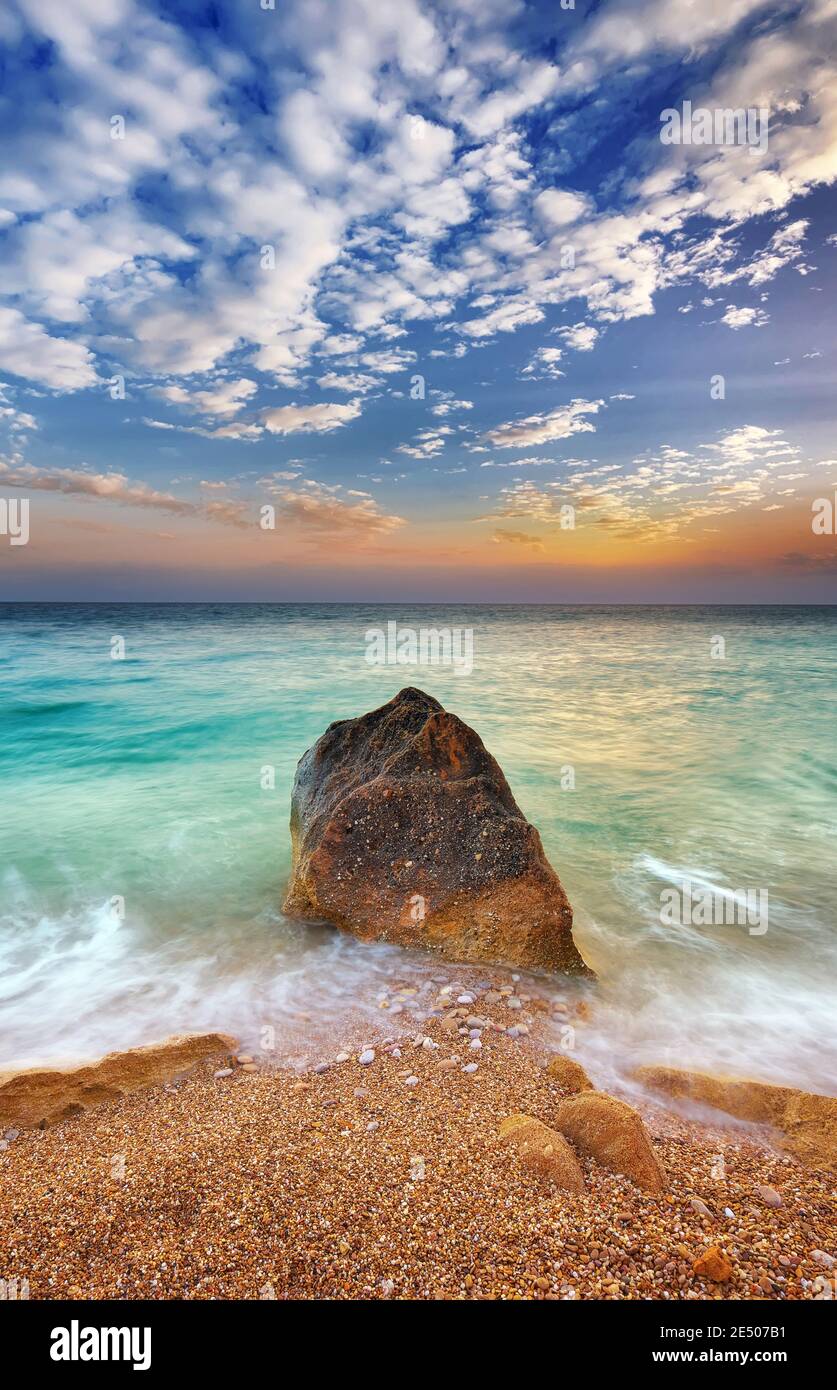 beautiful sunset on the sea Stock Photo