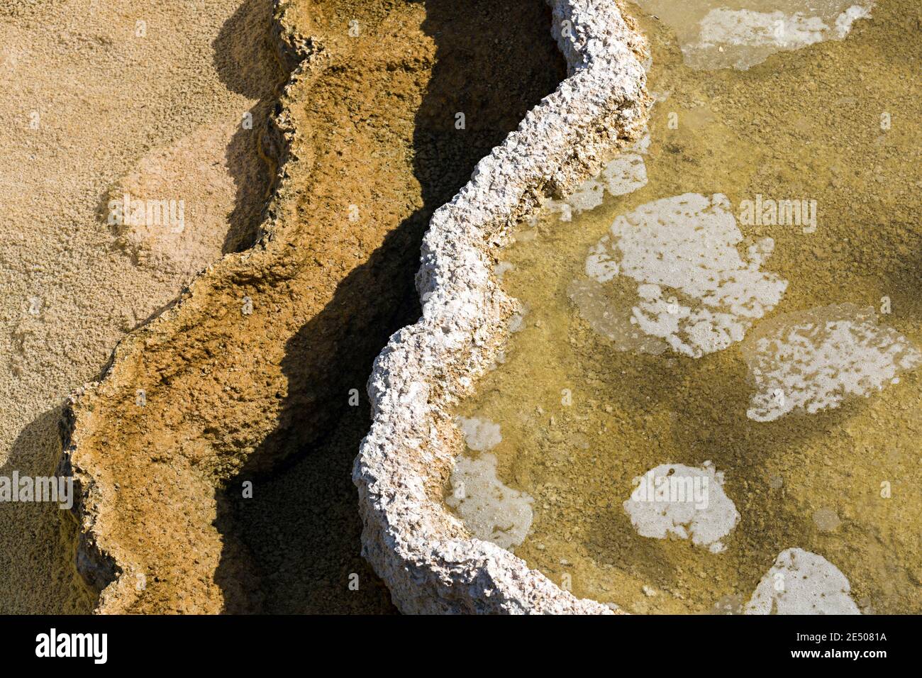 Gours with crystalising salts, Mammoth Hot Springs, Yellowstone National Park, Wyoming, USA Stock Photo