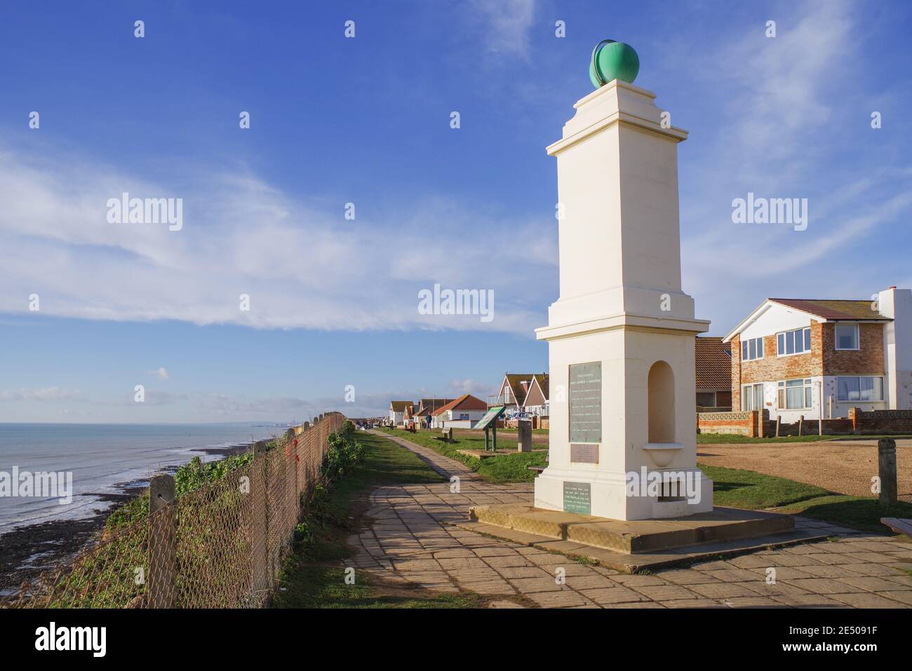 Meridian Monument (George V Memorial) in Peacehaven (East Sussex) - starting point of the Greenwich Meridian Trail Stock Photo