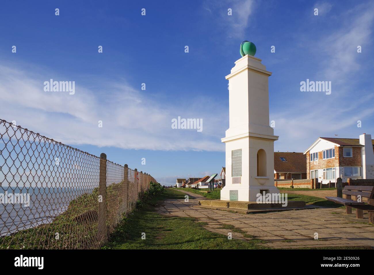 Meridian Monument (George V Memorial) in Peacehaven (East Sussex) - starting point of the Greenwich Meridian Trail Stock Photo