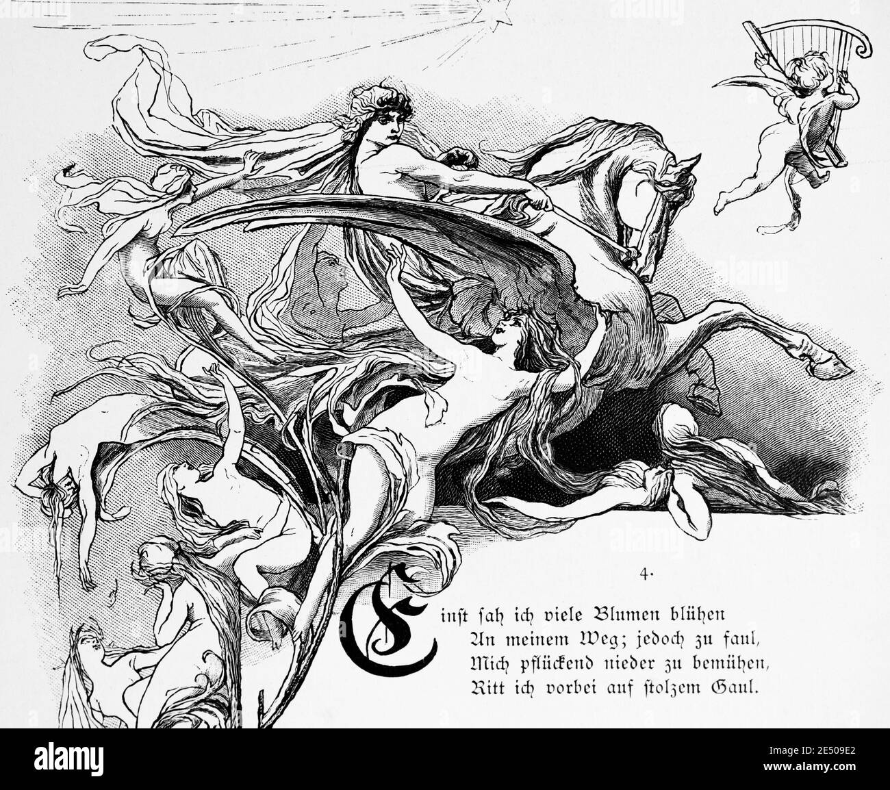Illustration to Heine´s ironic poem "Zum Lazarus", bad dreams about death,  German writer and poet Heinrich Heine, poem collection Romancero, 1880  Stock Photo - Alamy
