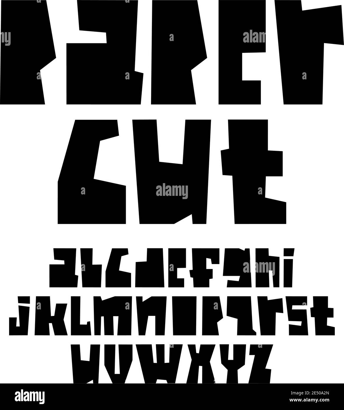 Black paper cut alphabet, Cutout font, lowercase, vector illustration