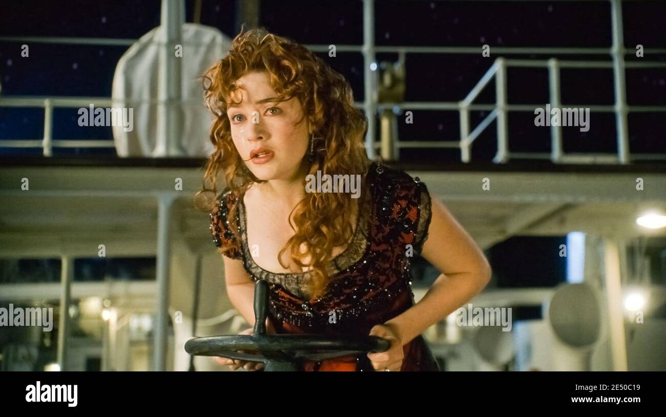 USA. Kate Winslet scene from the ©Paramount Pictures film : Titanic (1997) . Plot: A seventeen-year-old aristocrat falls in love a kind but poor artist aboard the luxurious, ill-fated
