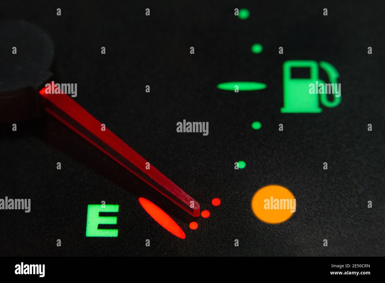 fuel level indicator in reserve, without fuel. Fuel empty Stock Photo
