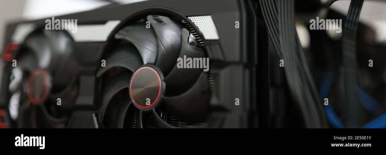 Graphics Cards Engineer Graphics card in engineering mining farm closeup background Stock Photo ...