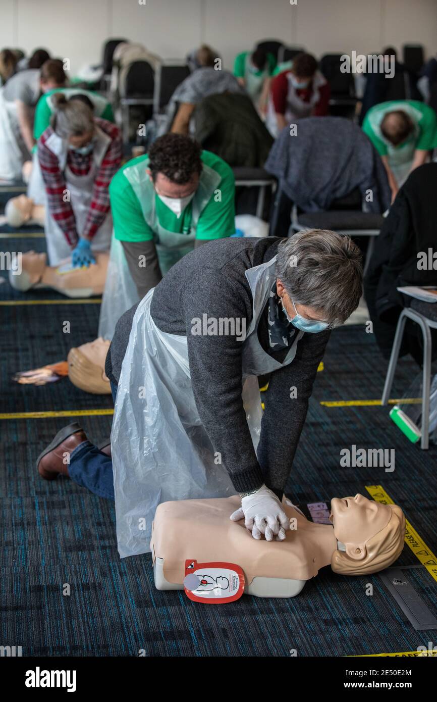 St John Ambulance volunteer training day learning how to give the