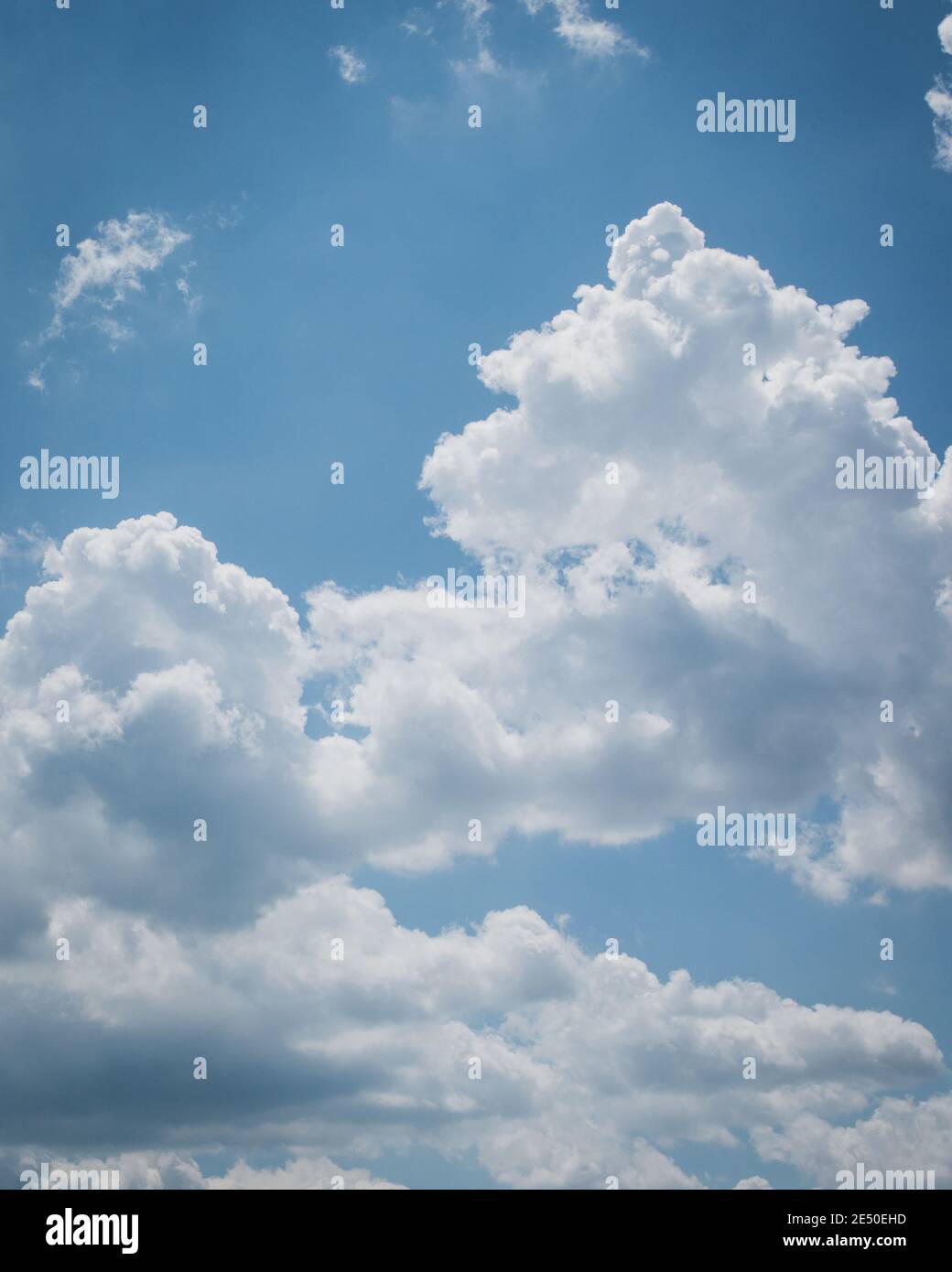 Billowing Clouds in a Bright Blue Sky, Nahant, Massachusetts, USA Stock Photo