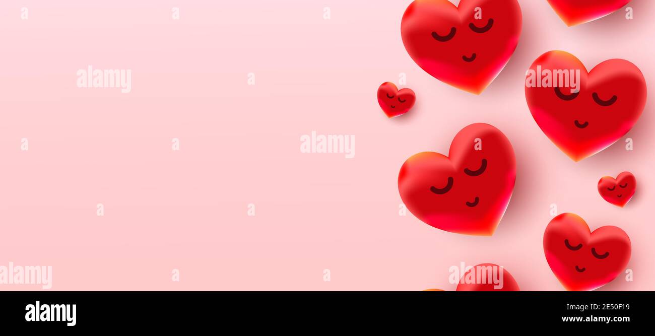 Valentine's Day background with air foil red balloons hearts ...