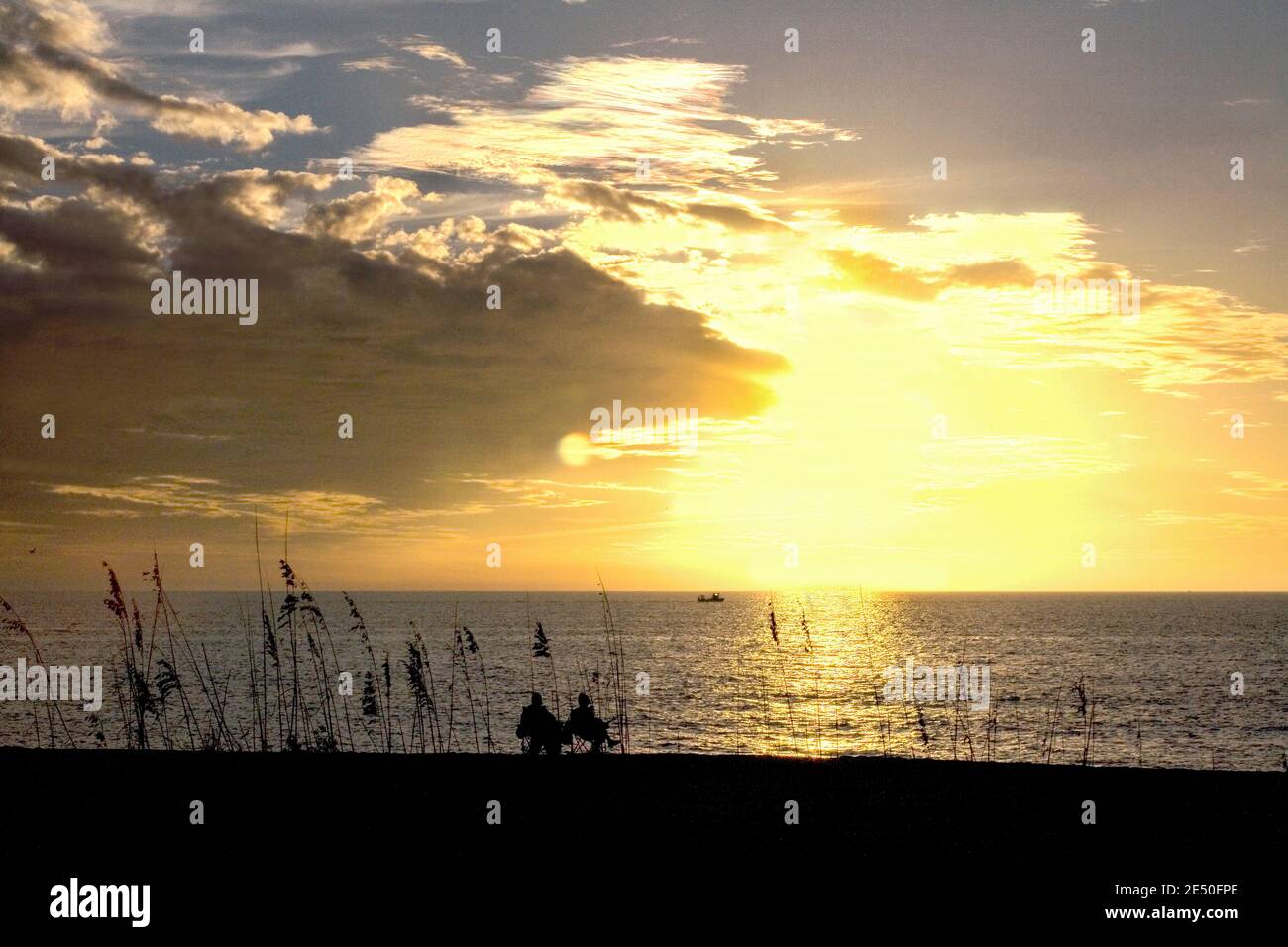 Watching the Sunset at Venice Beach Florida Stock Photo