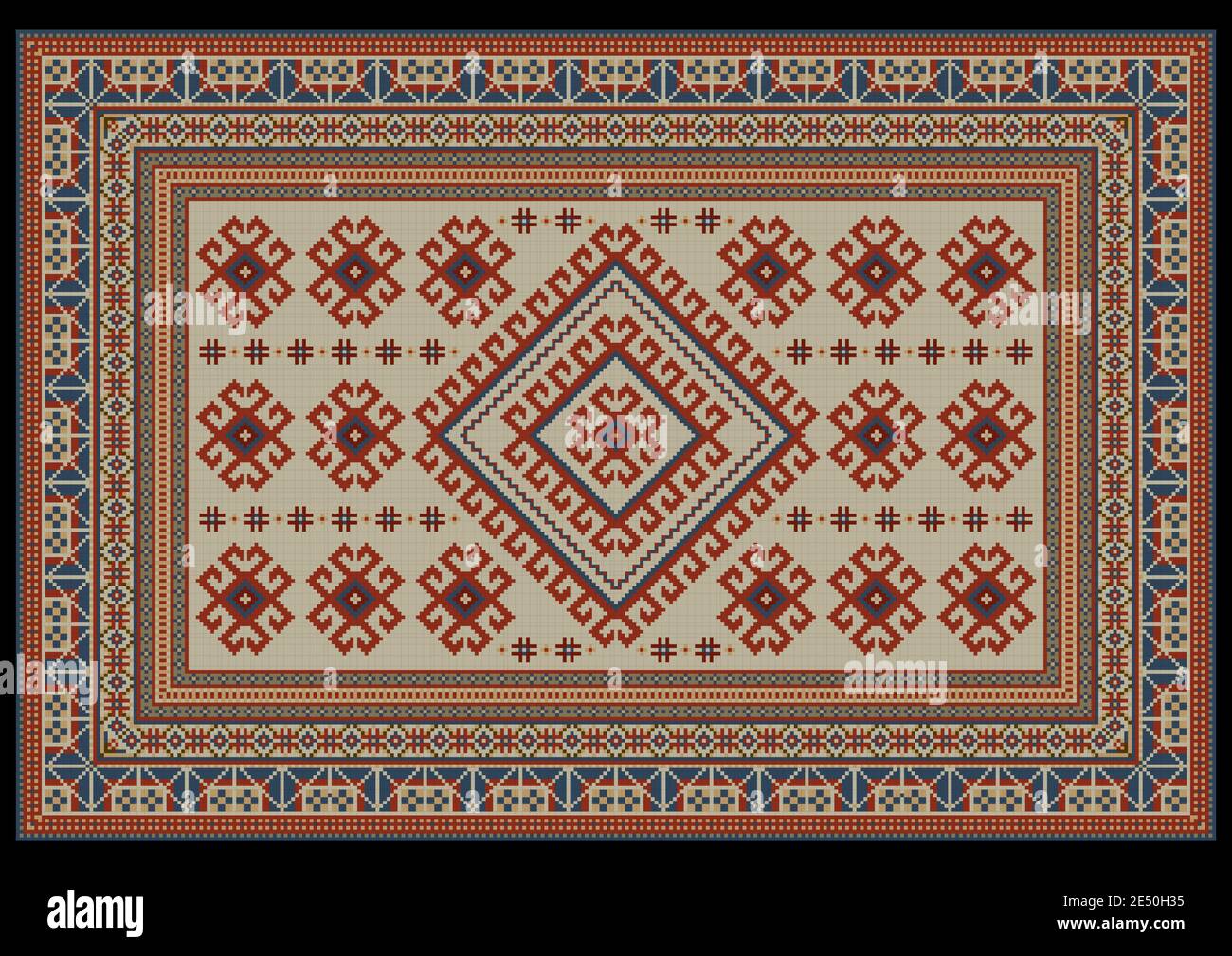 Luxury vintage carpet with ethnic ornaments in beige and dark yellow ...