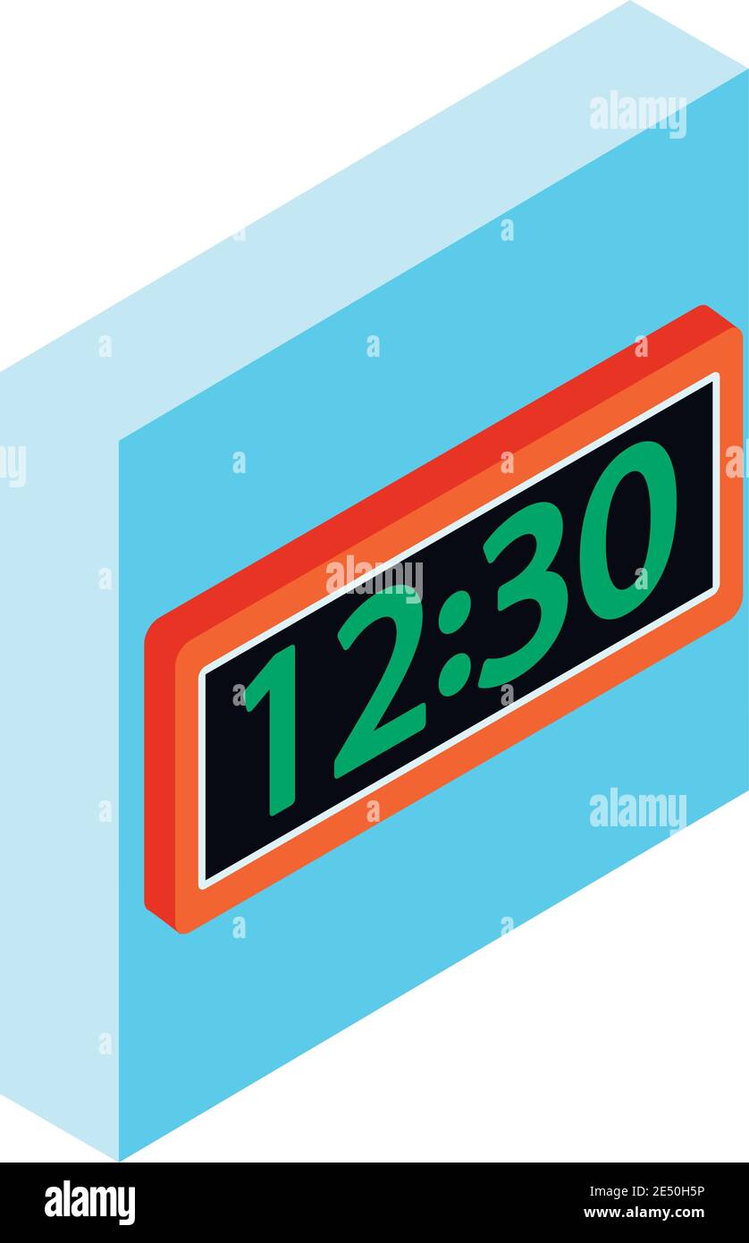 Alarm clock icon. Isometric illustration of alarm clock vector icon for