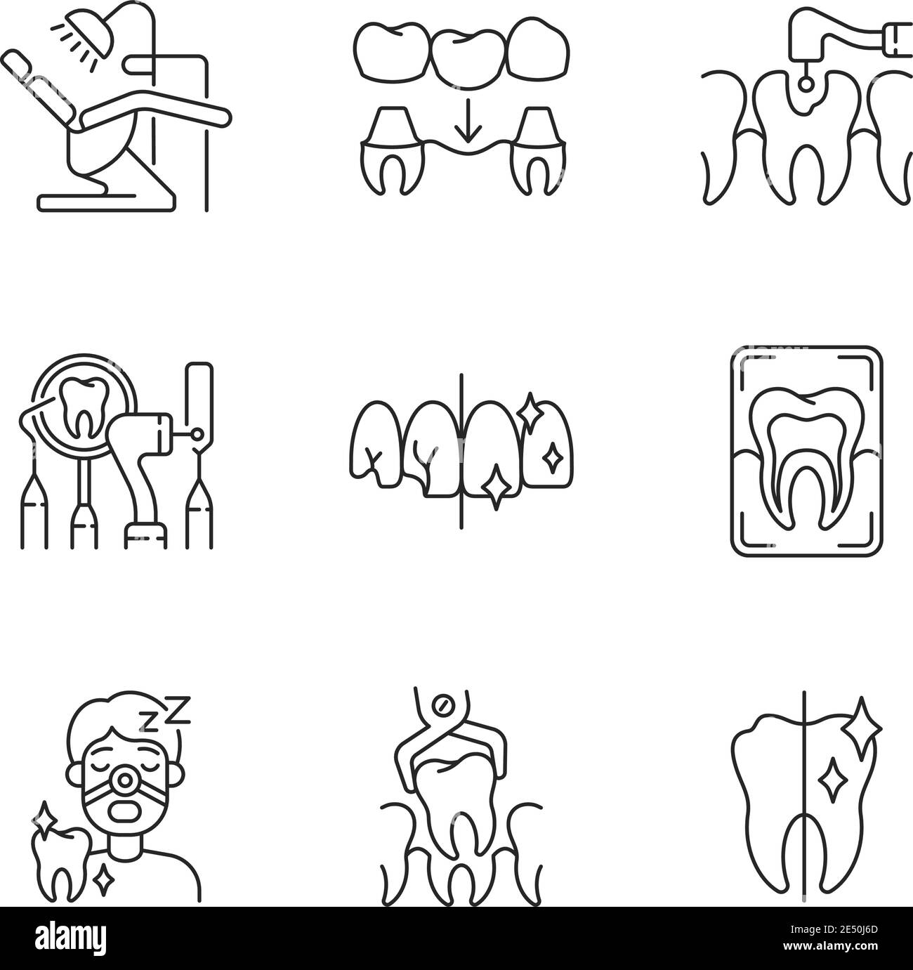 Dental procedures linear icons set Stock Vector Image & Art Alamy