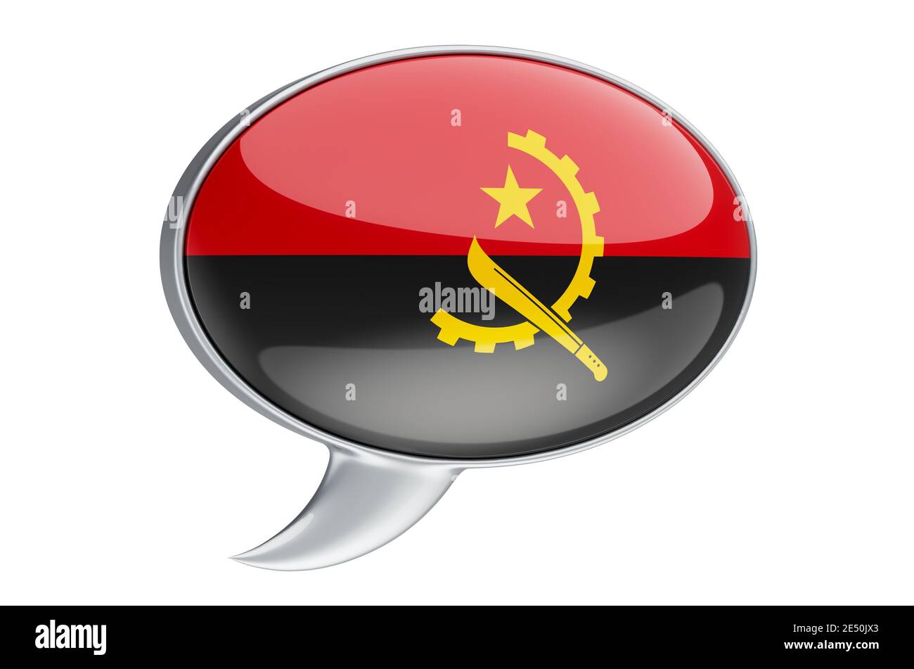 Speech balloon with Angolan flag, 3D rendering isolated on white ...