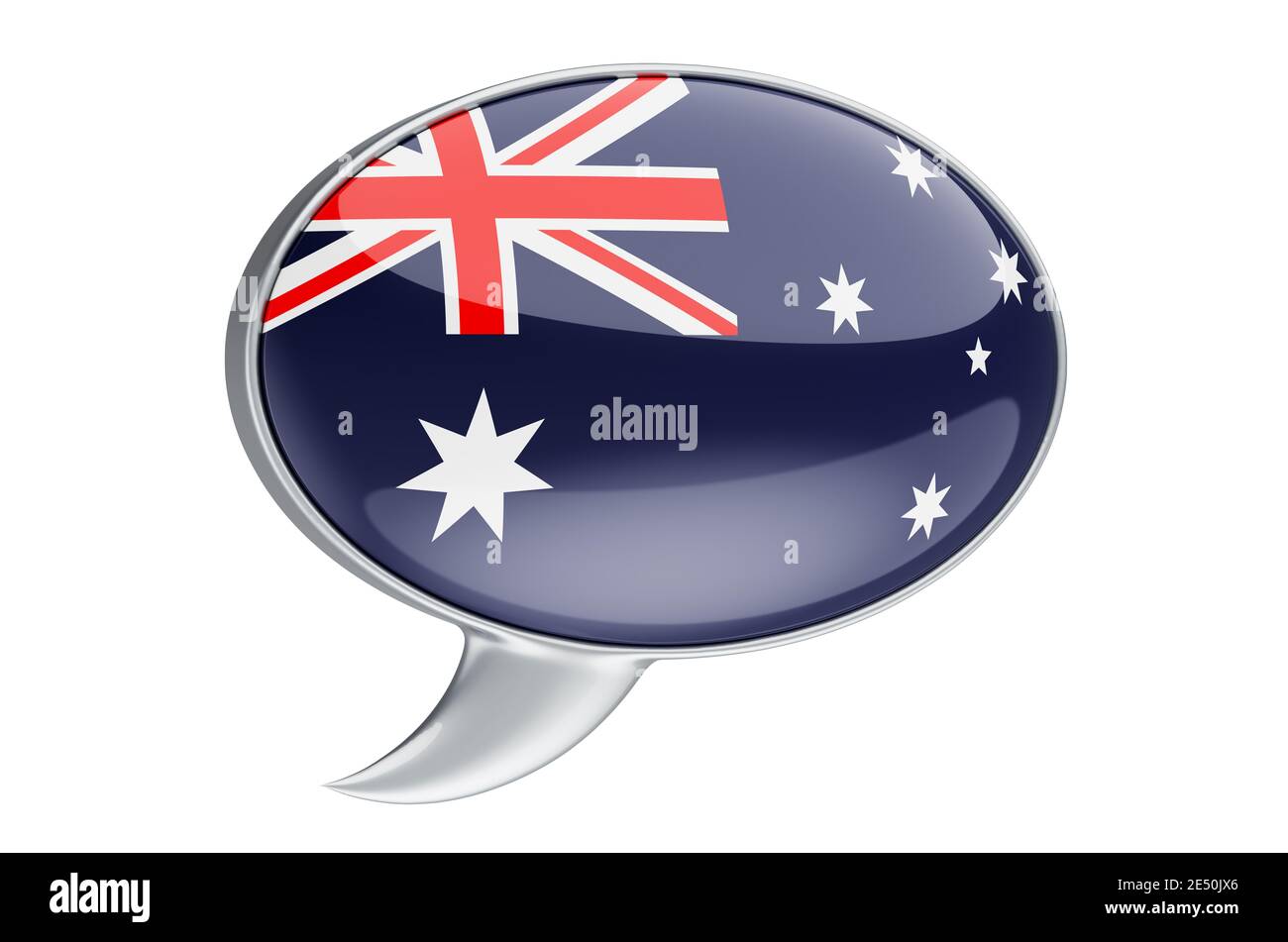 Speech balloon with Australian flag, 3D rendering isolated on white ...
