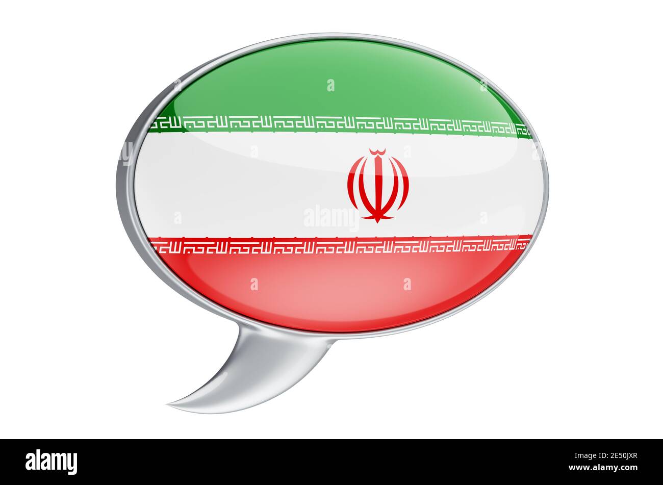 Speech balloon with Iranian flag, 3D rendering isolated on white ...