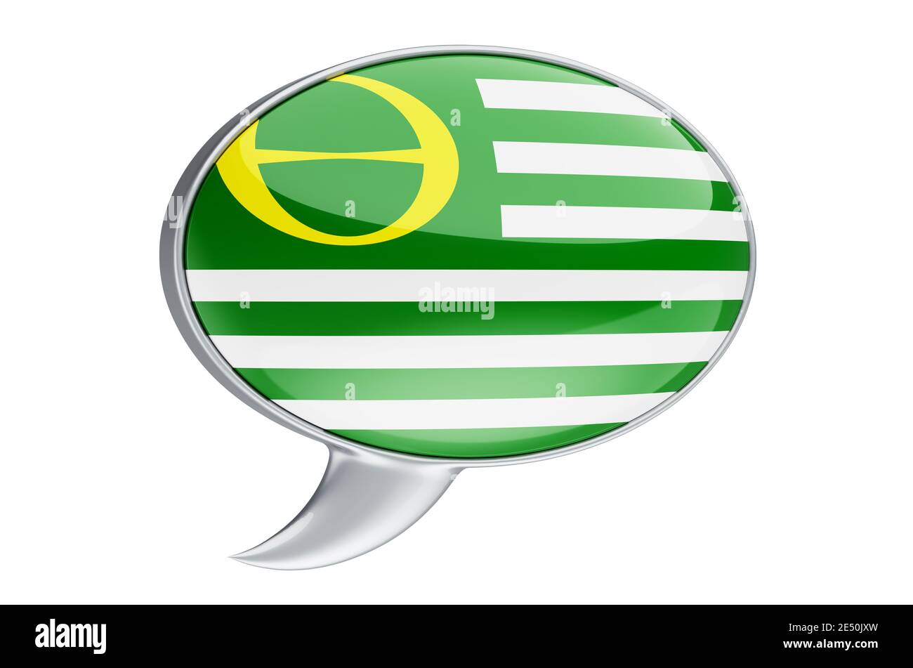 Speech balloon with Ecology flag, 3D rendering isolated on white ...