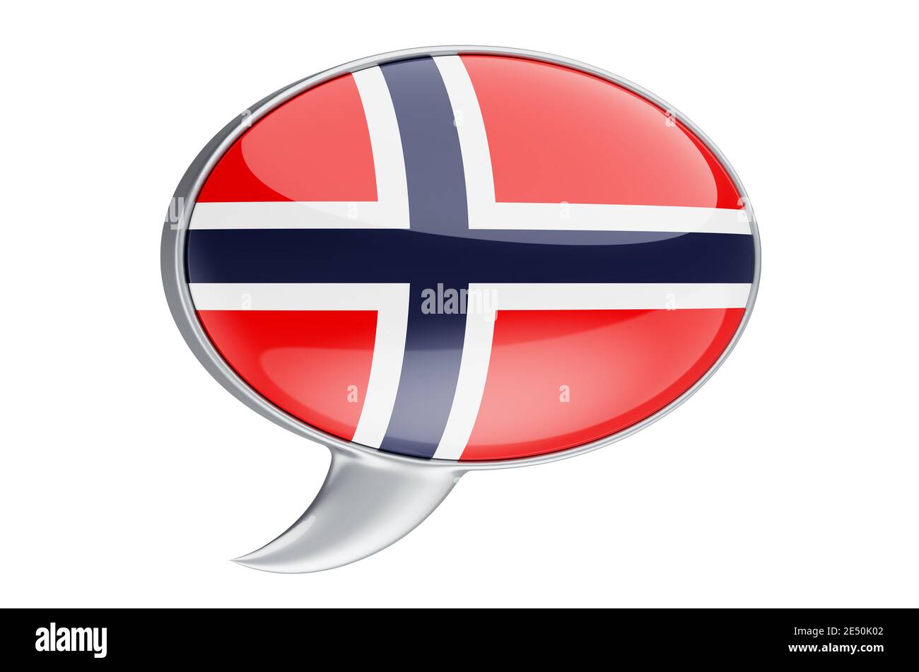 Speech balloon with Norwegian flag, 3D rendering isolated on white background Stock Photo