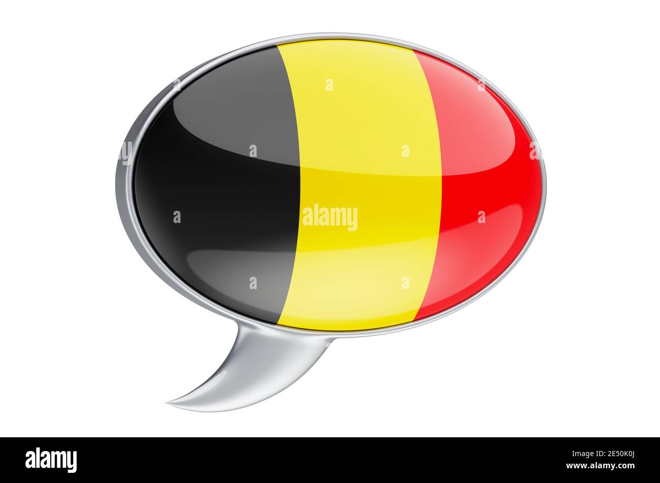 Speech balloon with Belgian flag, 3D rendering isolated on white ...