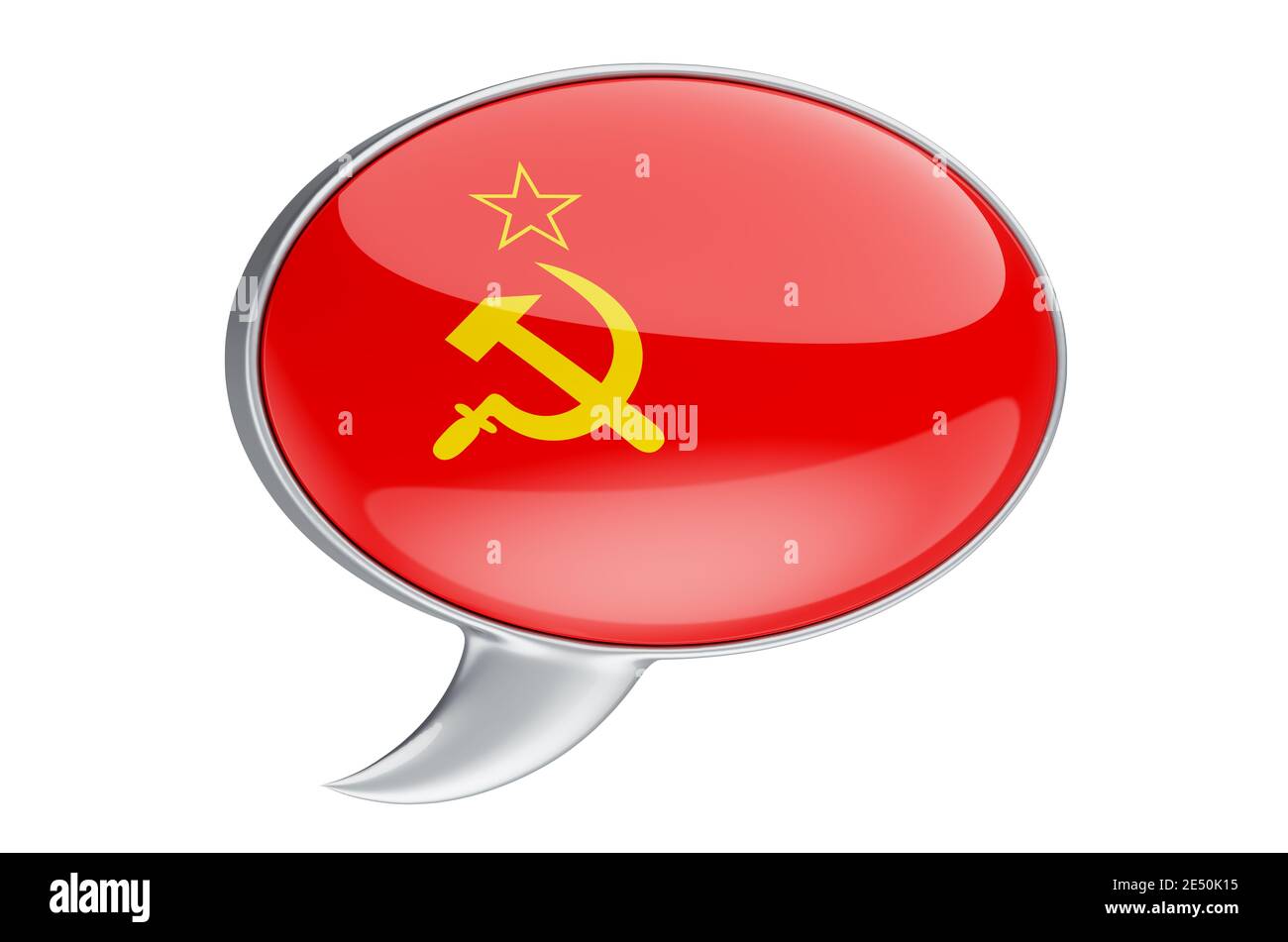 Speech balloon with soviet union flag, 3D rendering isolated on white background Stock Photo