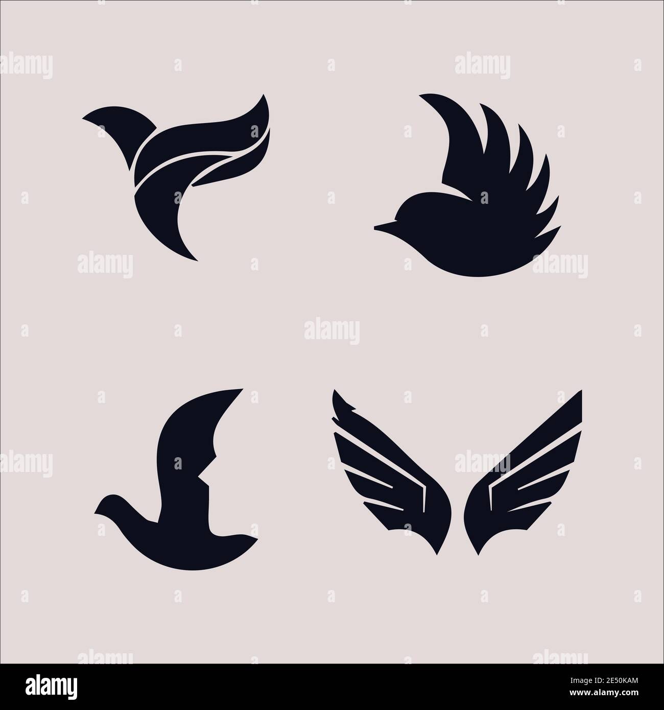Isolated abstract black and white eagle and butterflies logo vector elements vector set Stock Vector