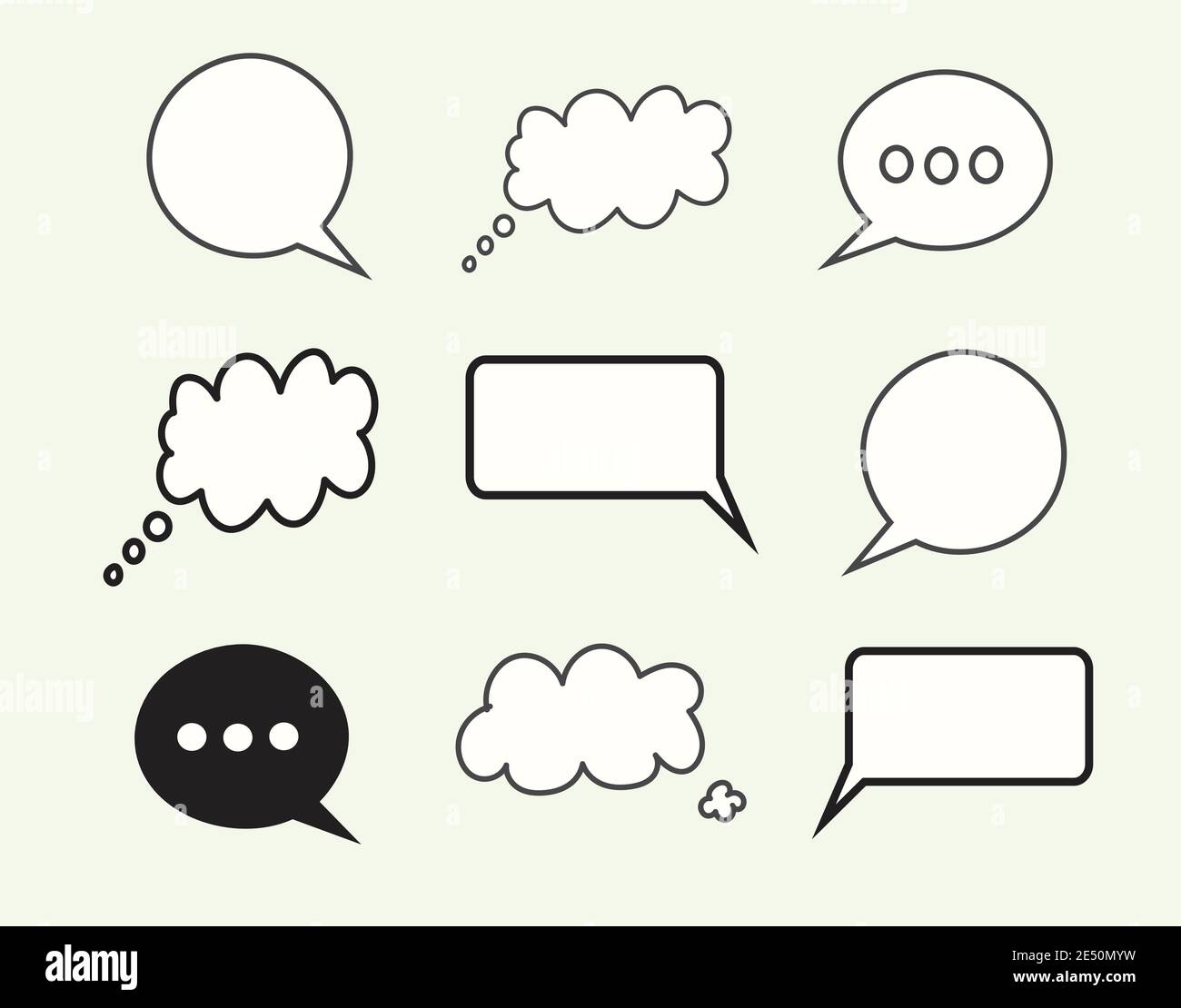 Set of Speech Bubbles on White Background.  Stock Vector