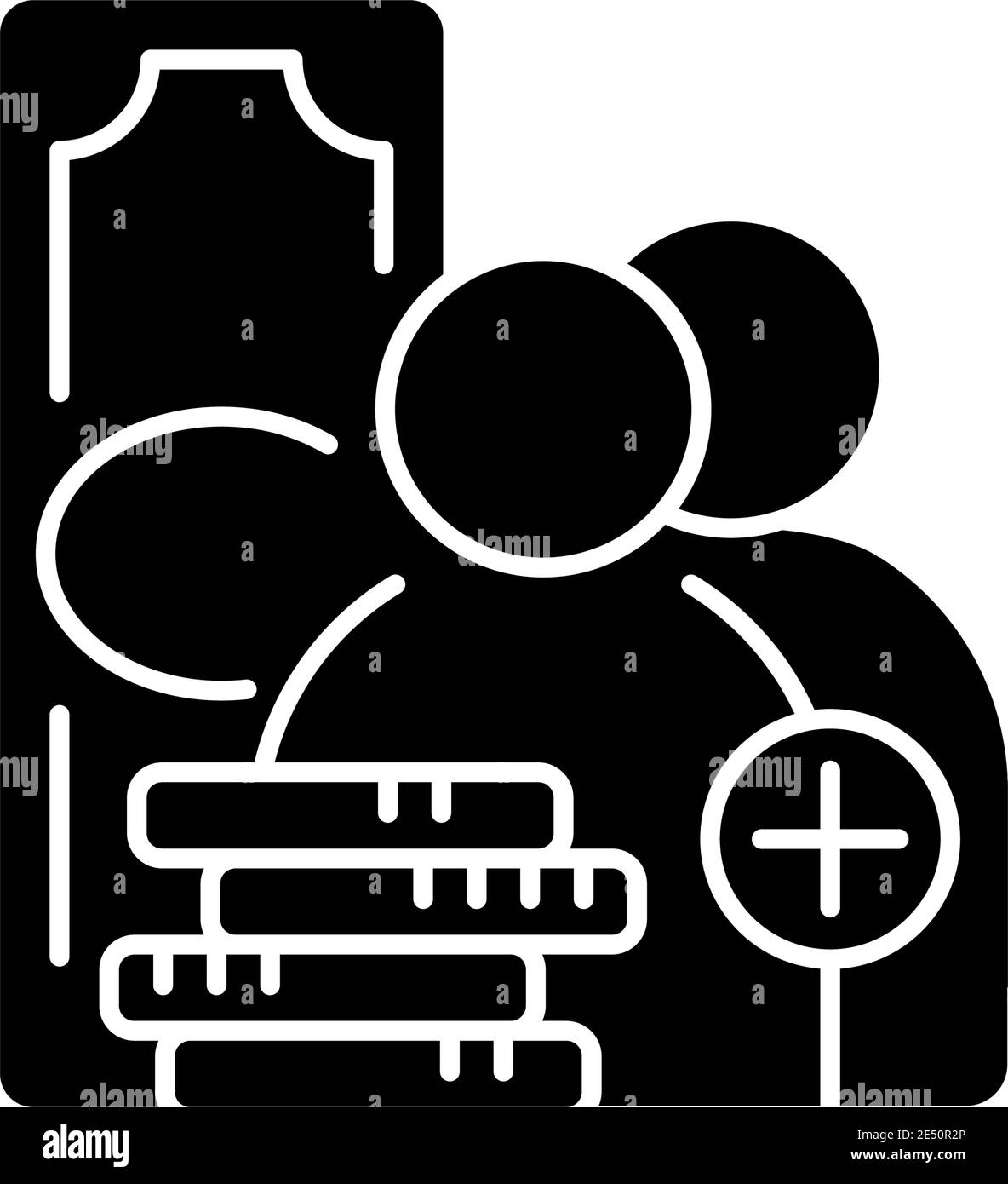 Refer-a-friend-program black glyph icon Stock Vector