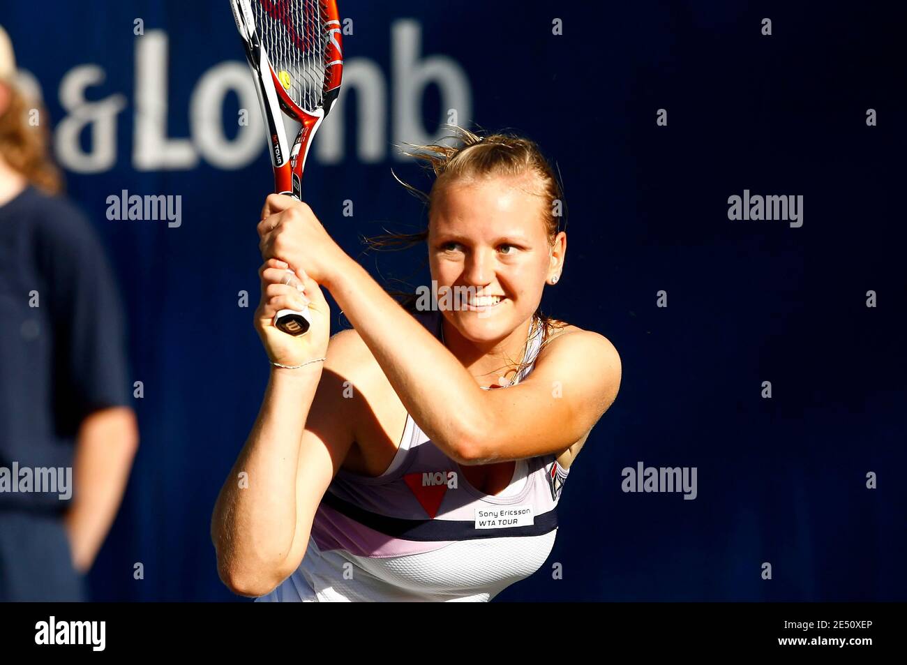 Hungary Agnes Szavay in action during her 2008 Bausch & Lomb Tennis Championships Quarterfinal match against USA's Lindsay Davenport in Amelia Island, FL, USA on April 11. 2008. Davenport defeated Szavay 6-4, 7-6. Photo by Gray Quetti/Cal Sport Media/Cameleon/ABACAPRESS.COM (Pictured : Agnes Szavay) Stock Photo