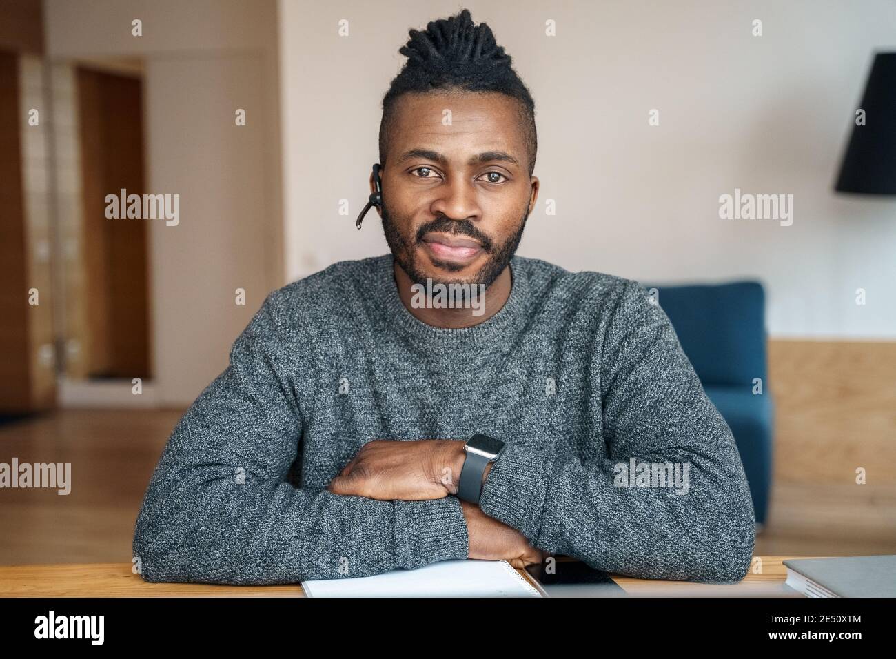 Webcam view smiling african american hi-res stock photography and ...